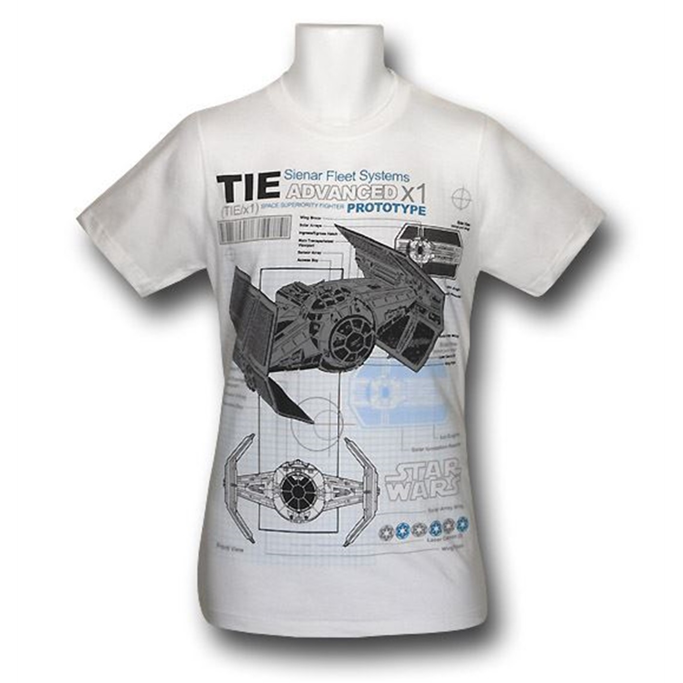Star Wars Vader's TIE Fighter Specs 30 Single T-Shirt, White
