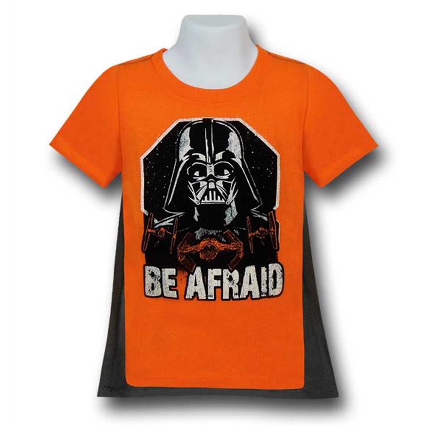 Star Wars Vader Be Afraid Kids Caped T-Shirt, Orange