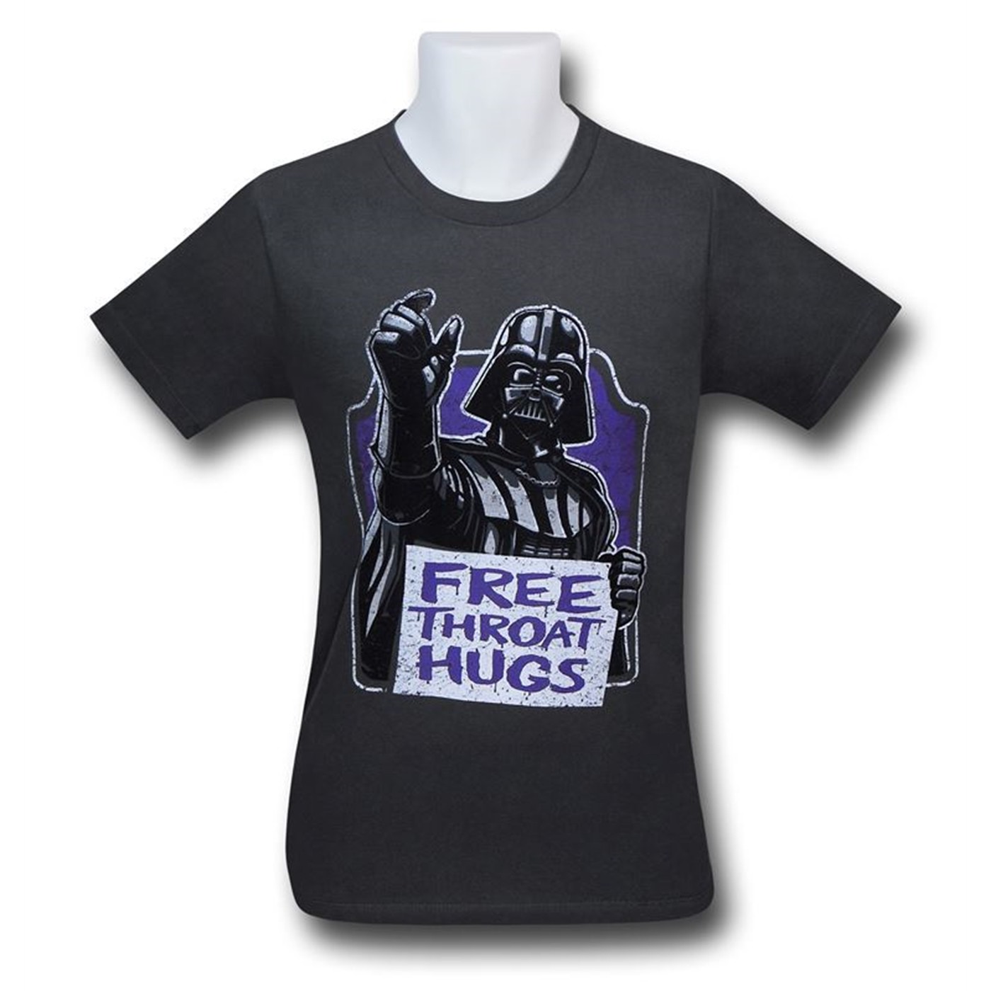 Star Wars Vader Throat Hugs 30 Single T-Shirt, Grey