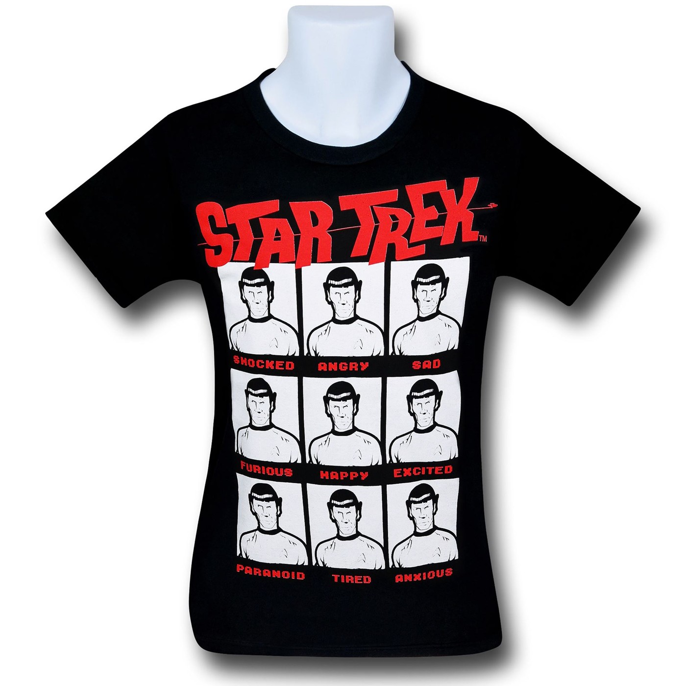 Star Trek Spock Expressions Black T-Shirt, Black