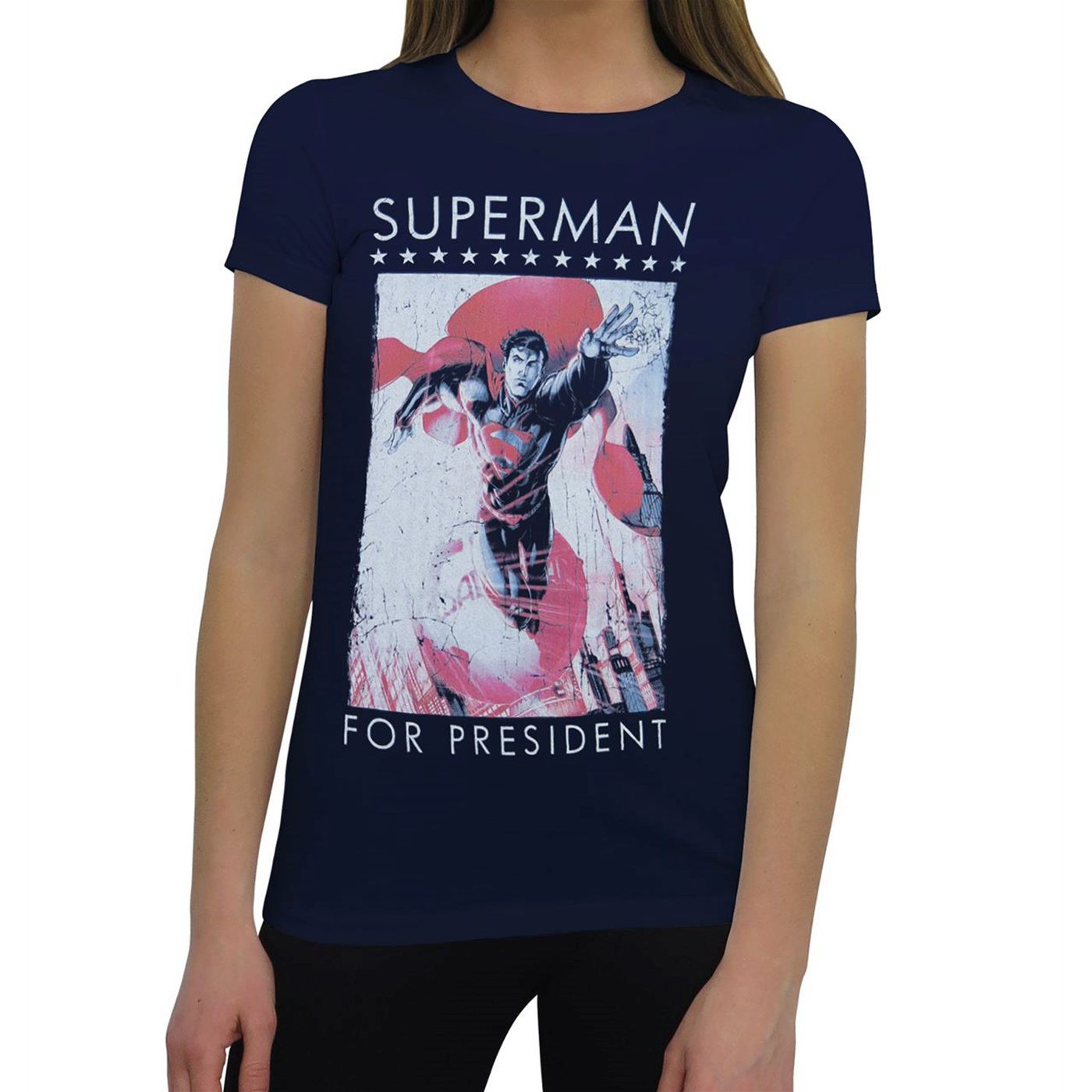 Superman for President Clouds Women's T-Shirt, Blue