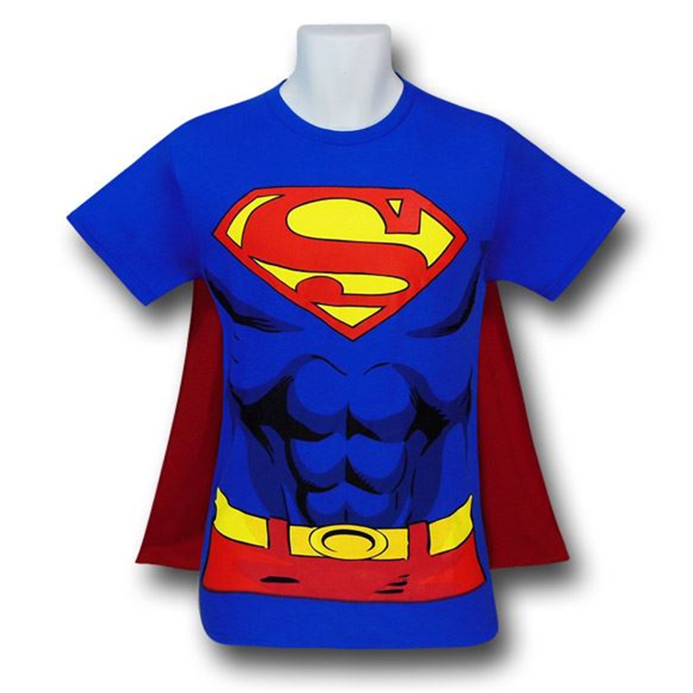 Superman Airbrushed Abs Caped Costume T-Shirt, Blue