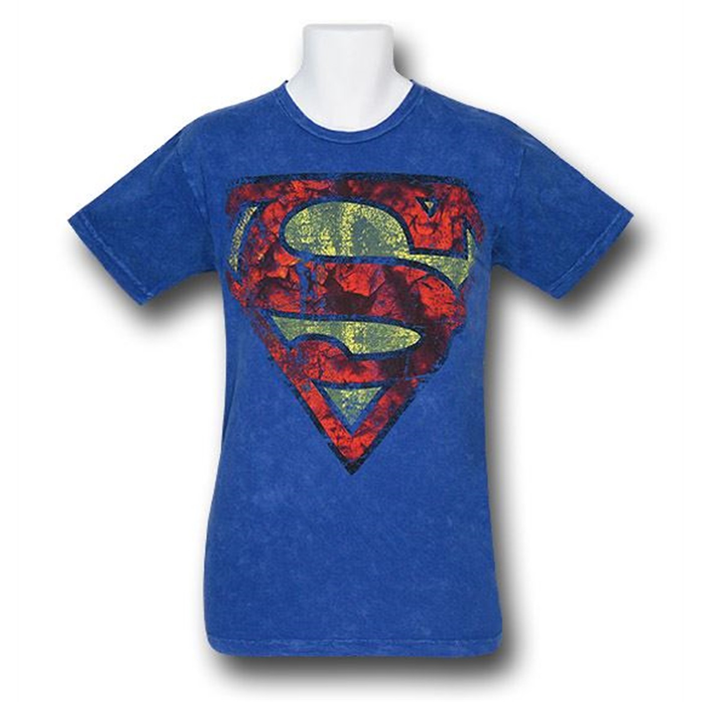Superman Acid Wash Symbol T-Shirt, Blue