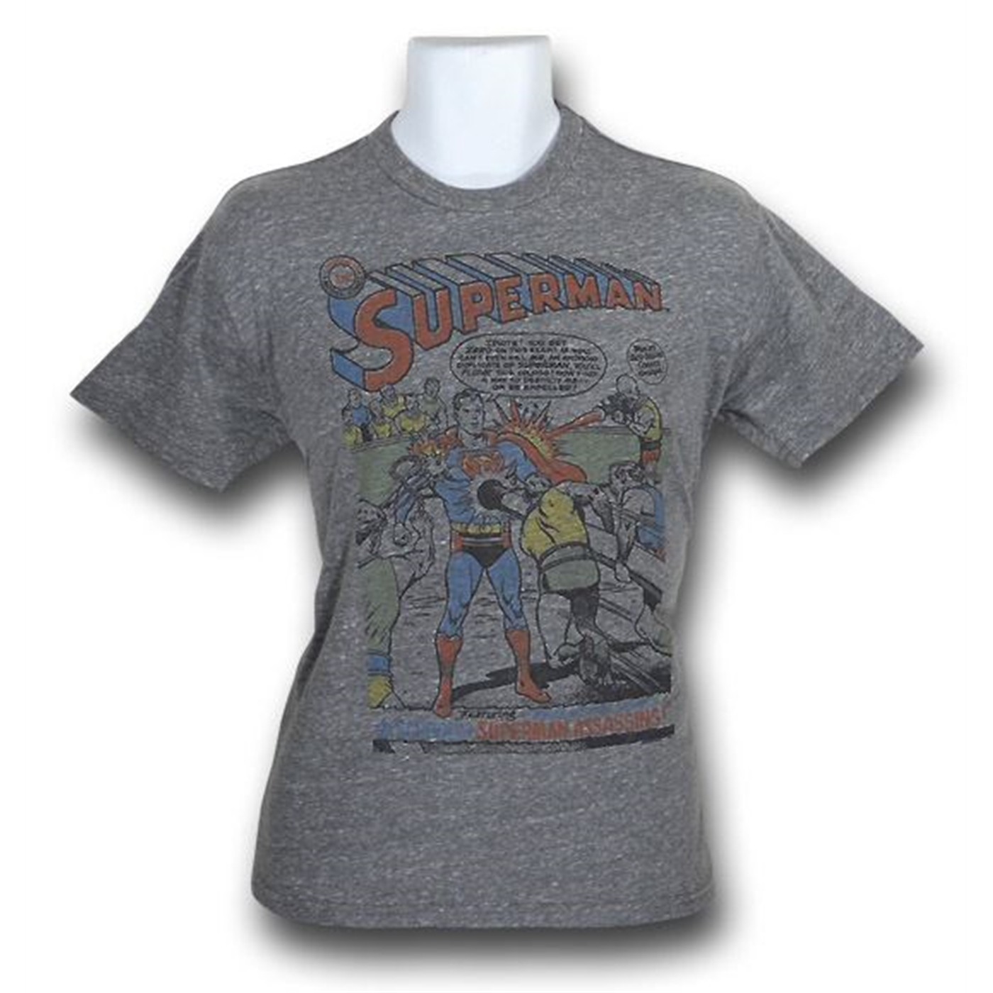 Superman Assassins Heather Junk Food T-Shirt, Grey