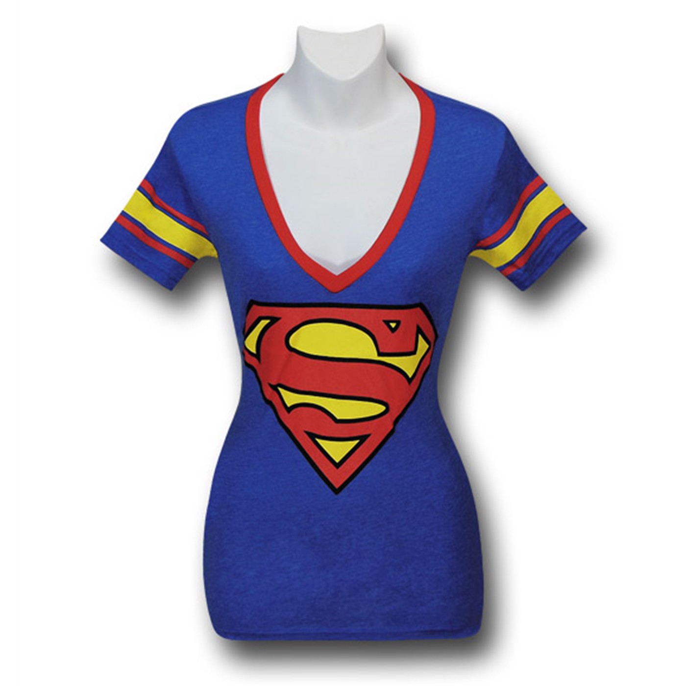 Superman Athletic Deep V-Neck Juniors T-Shirt