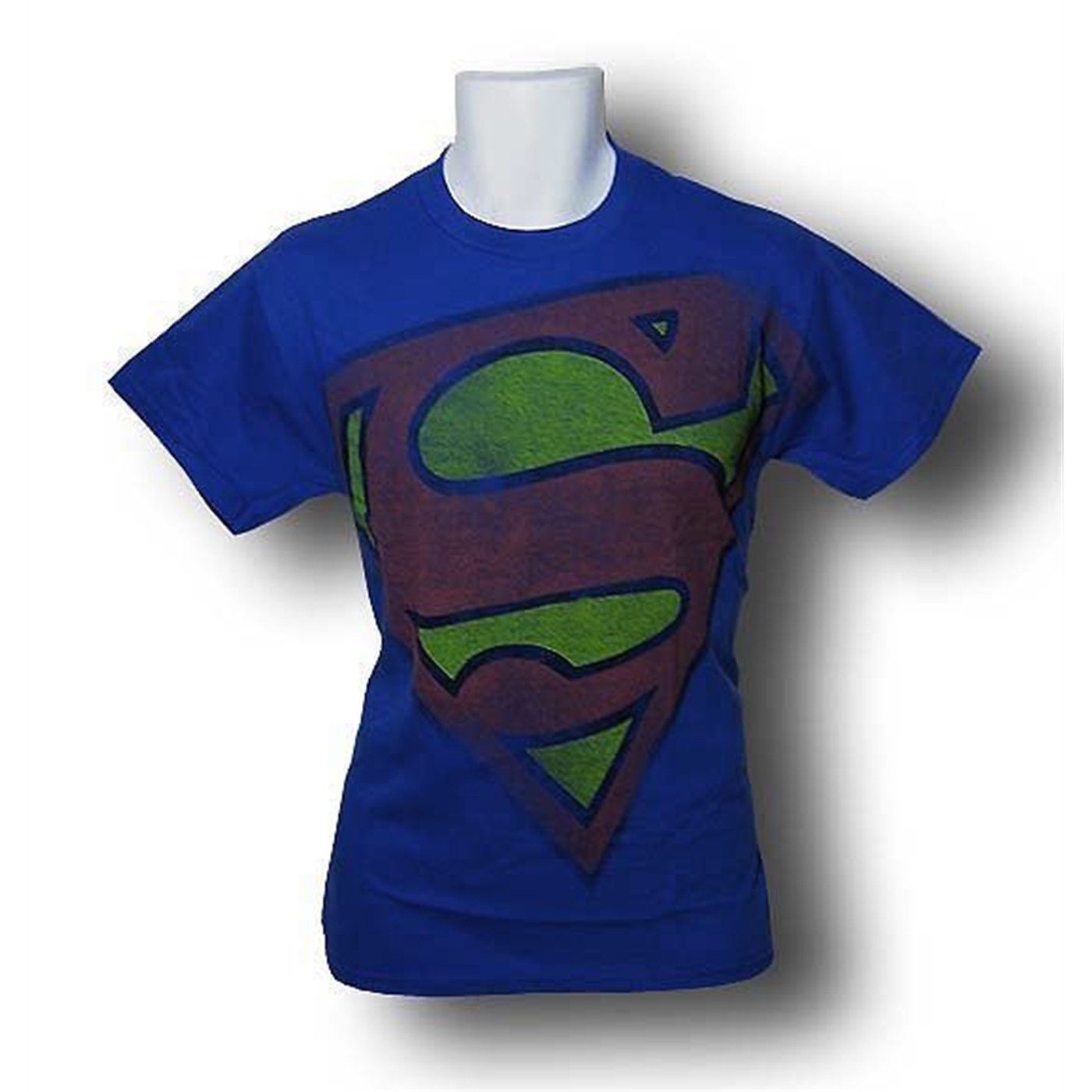 Superman Blue Big Distressed Symbol T-Shirt, Blue
