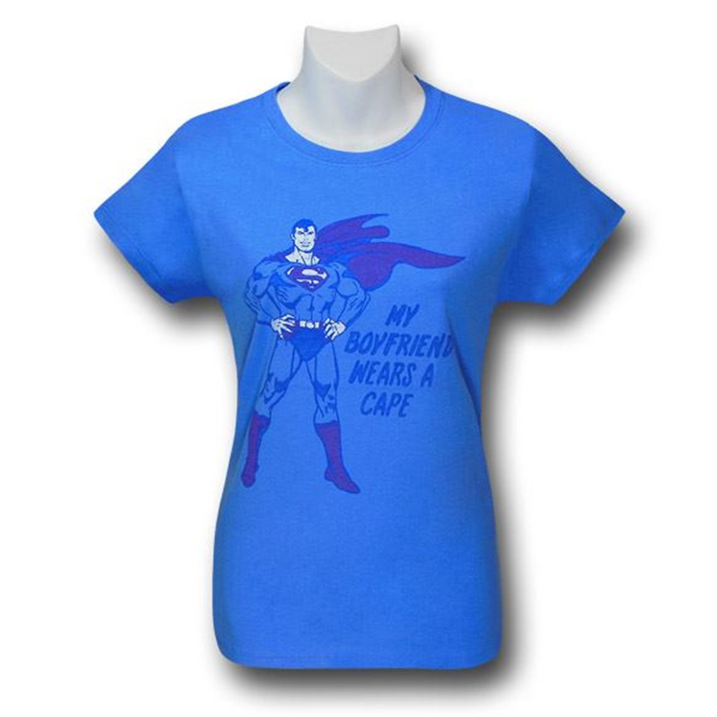 Superman Boyfriend Wears Capes Womens T-Shirt, Blue