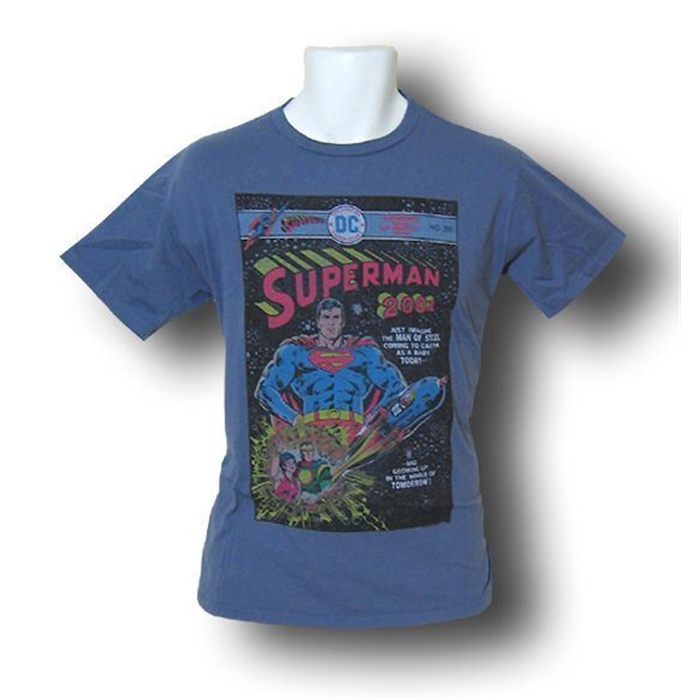Superman Comic 2001 Navy Junkfood T-Shirt, Blue