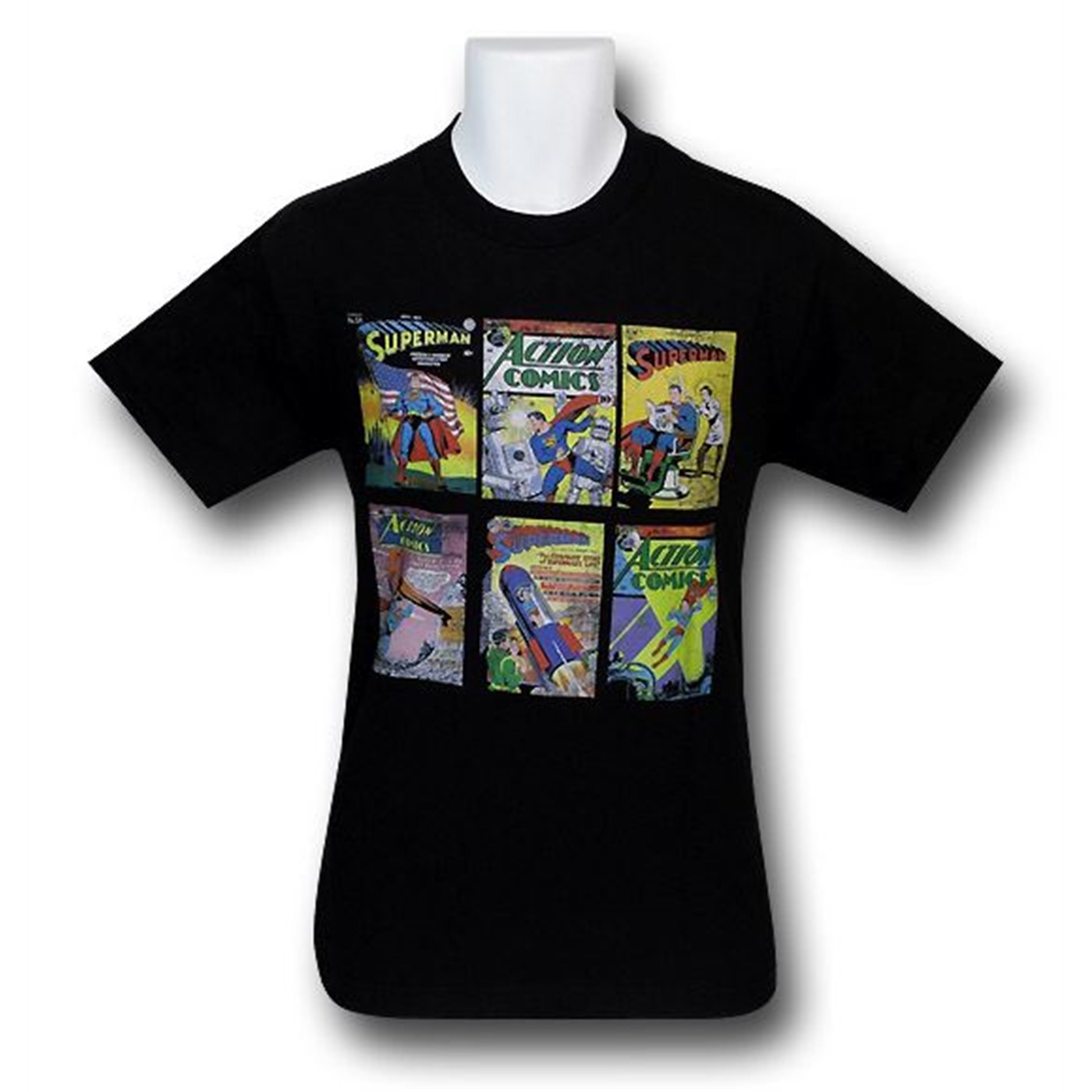 Superman Comic Covers T-Shirt, Black