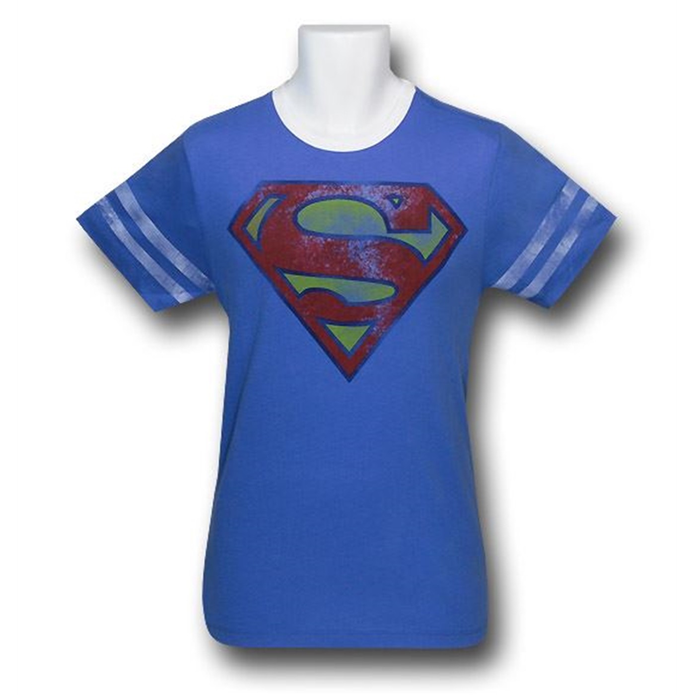Superman Distressed Athlete 30 Single T-Shirt, Blue