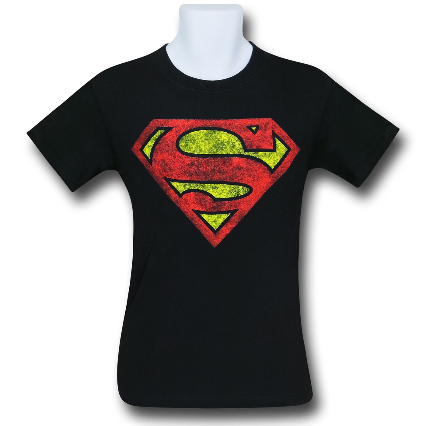 Superman Distressed Black Wash T-Shirt, Black