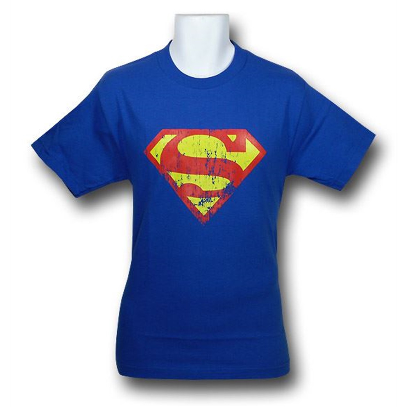 Superman Distressed and Eroded Symbol T-Shirt, Blue