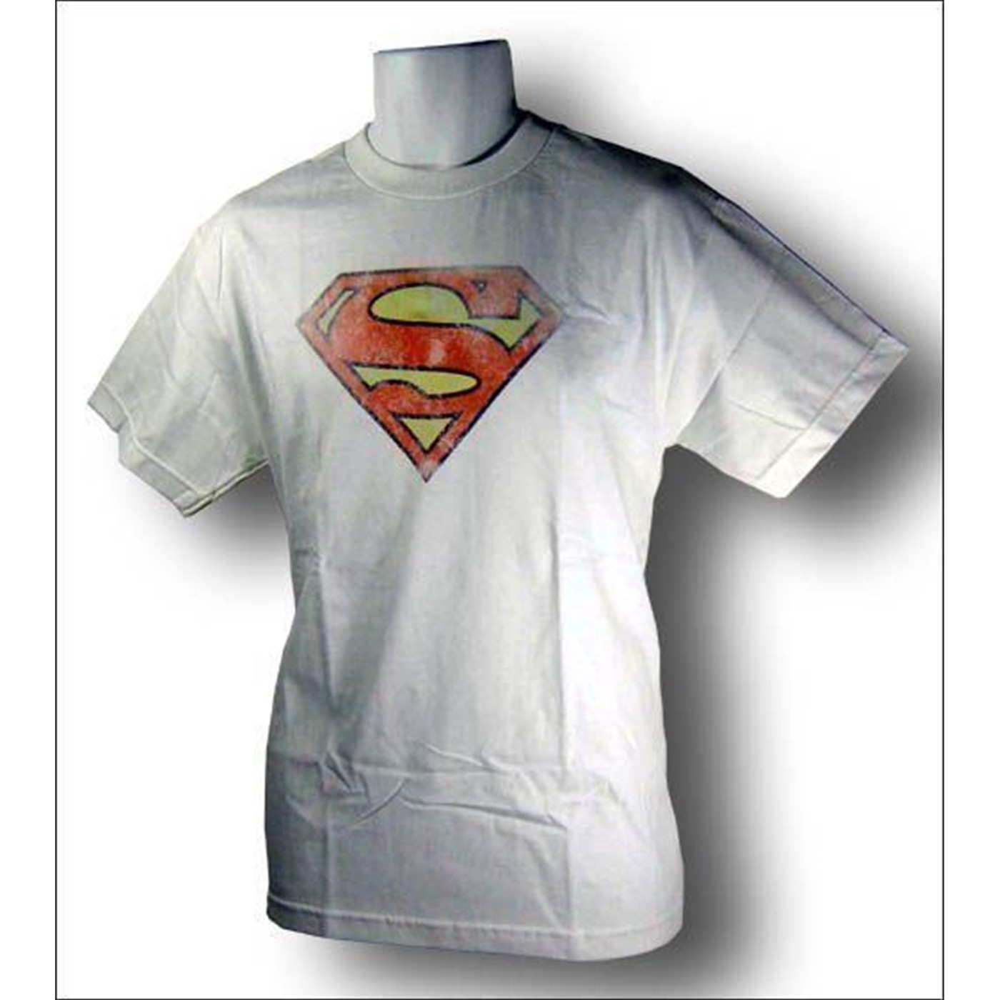 Superman White Distressed Symbol T-Shirt, White