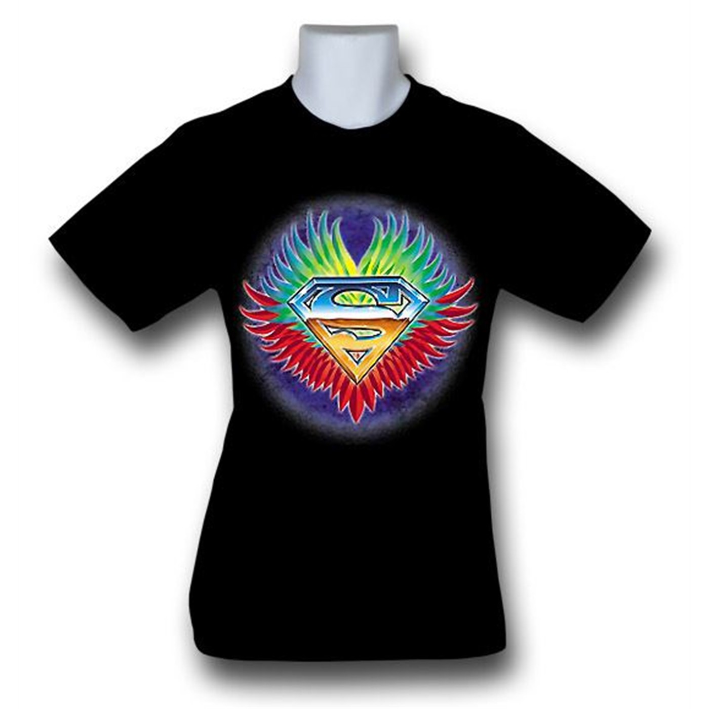 Superman Classic Rock Wings Symbol T-Shirt, Black