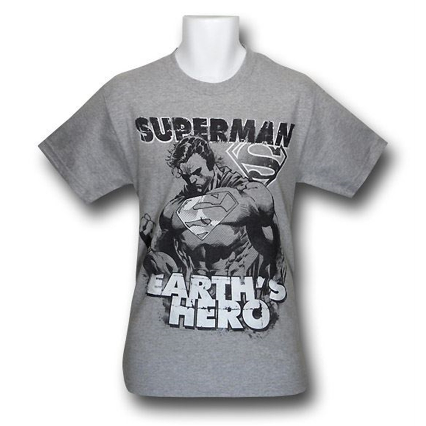 Superman Earth's Hero Heather Gray T-Shirt, Grey