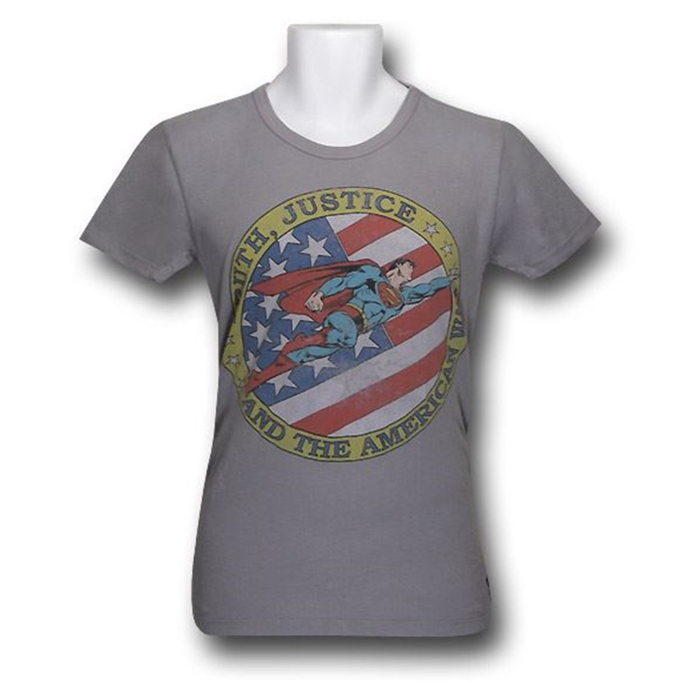Superman Truth Justice Circle Trunk T-Shirt, Grey