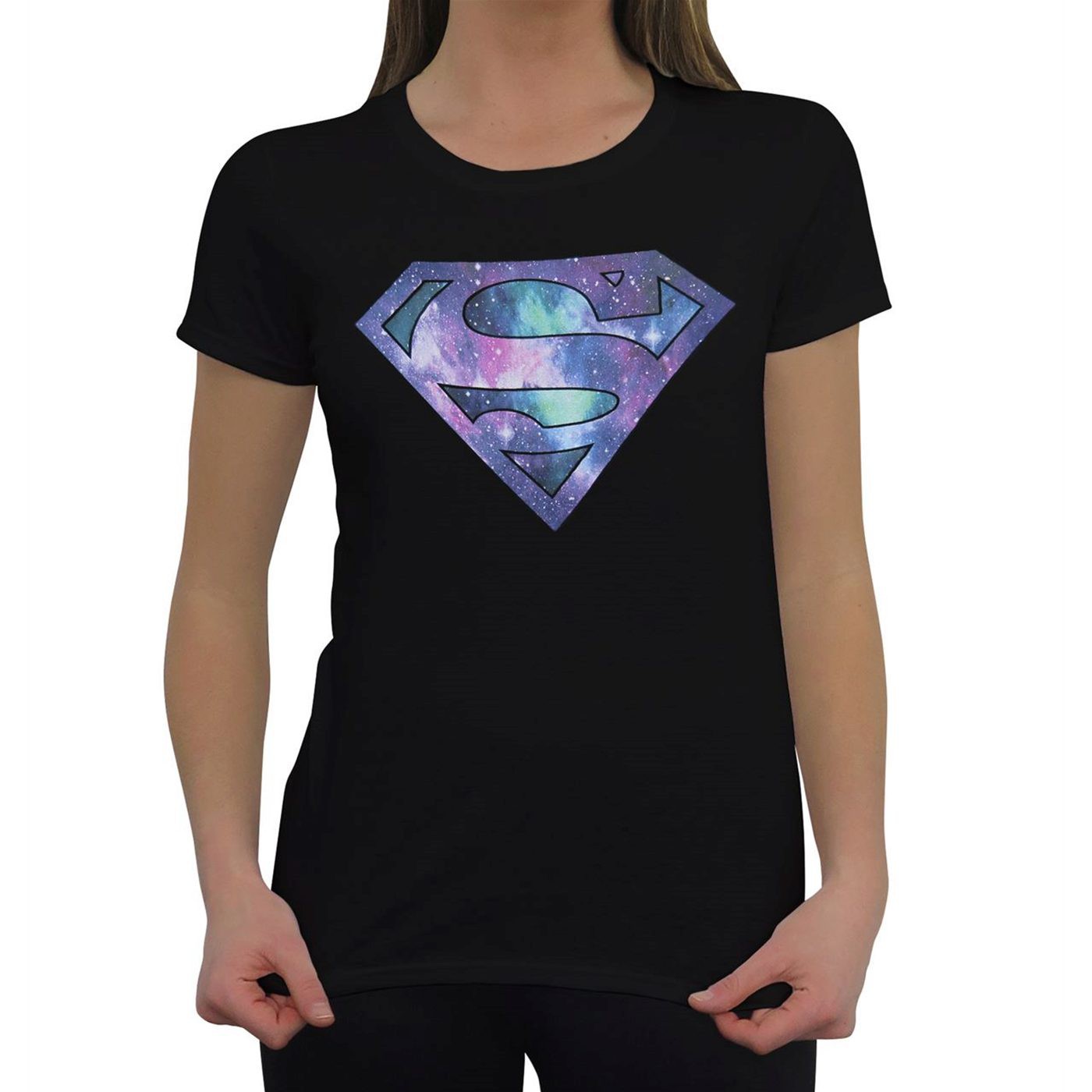 Superman Galaxy Symbol Women's T-Shirt, Black