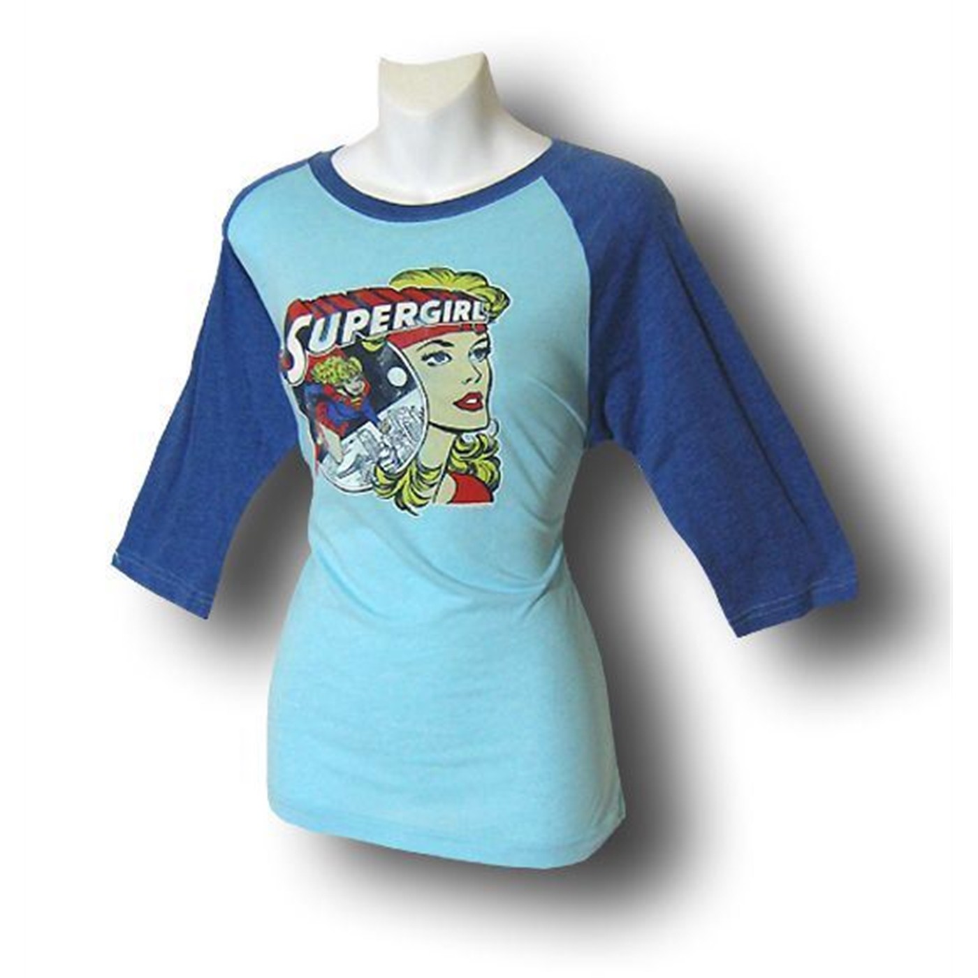 Supergirl Classic  Baseball Flock Junkfood T-Shirt, Blue