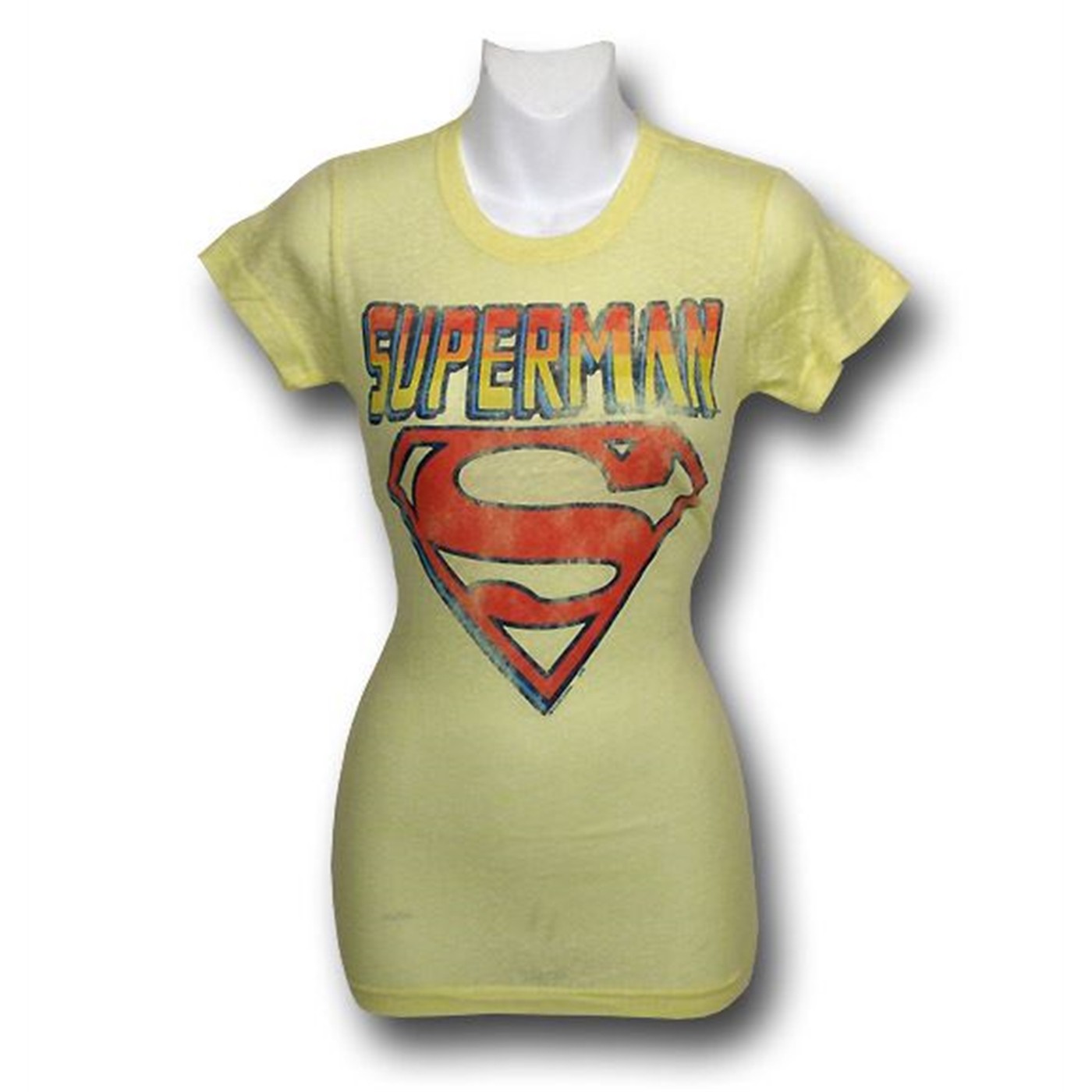 Superman Shear Logo Women's Junk Food T-Shirt, Yellow