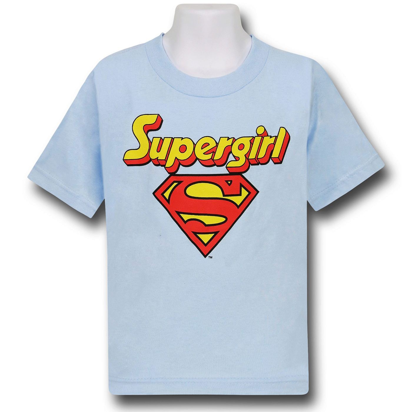 Supergirl Kids Blue Logo T-Shirt, Black