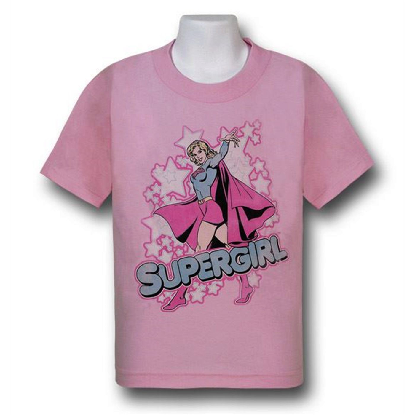 Supergirl Stars On Pink Kids T-Shirt, Pink
