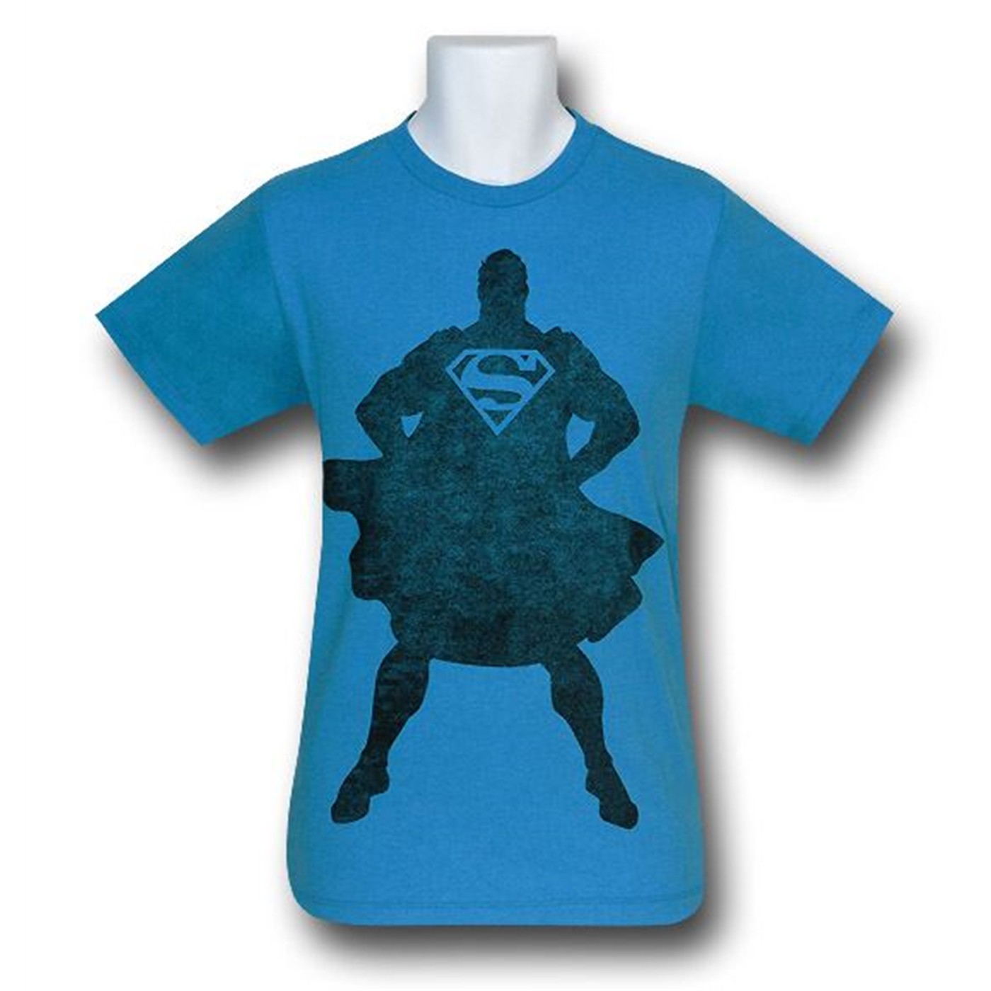 Superman Turquoise Grain Silhouette T-Shirt, Blue