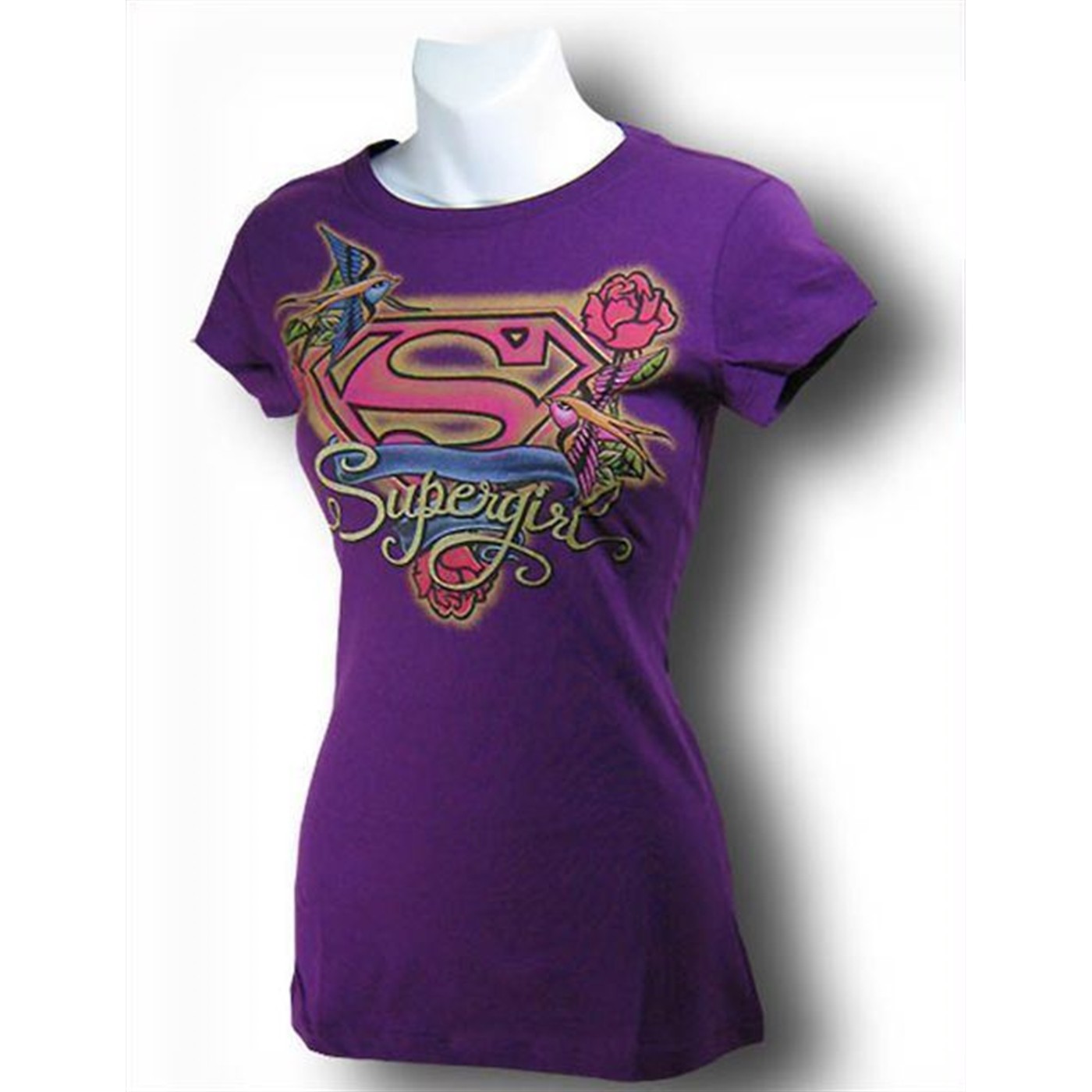 Supergirl T-Shirt Purple Rose T-Shirt, Purple