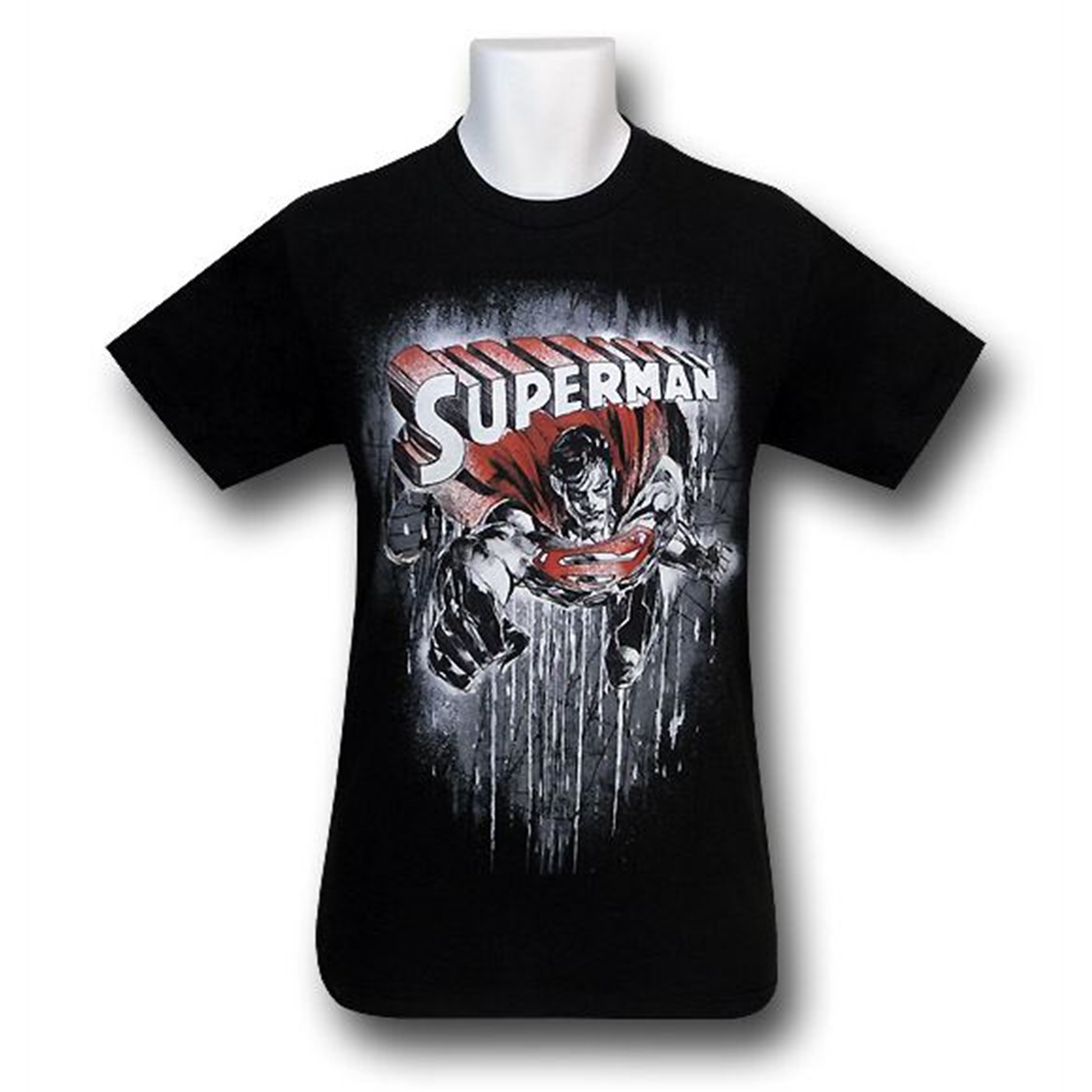Superman Dripping Logo and Image T-Shirt, Black