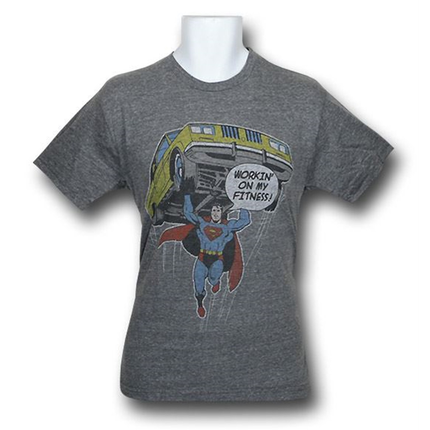 Superman Workin' On Fitness Junk Food T-Shirt, Grey
