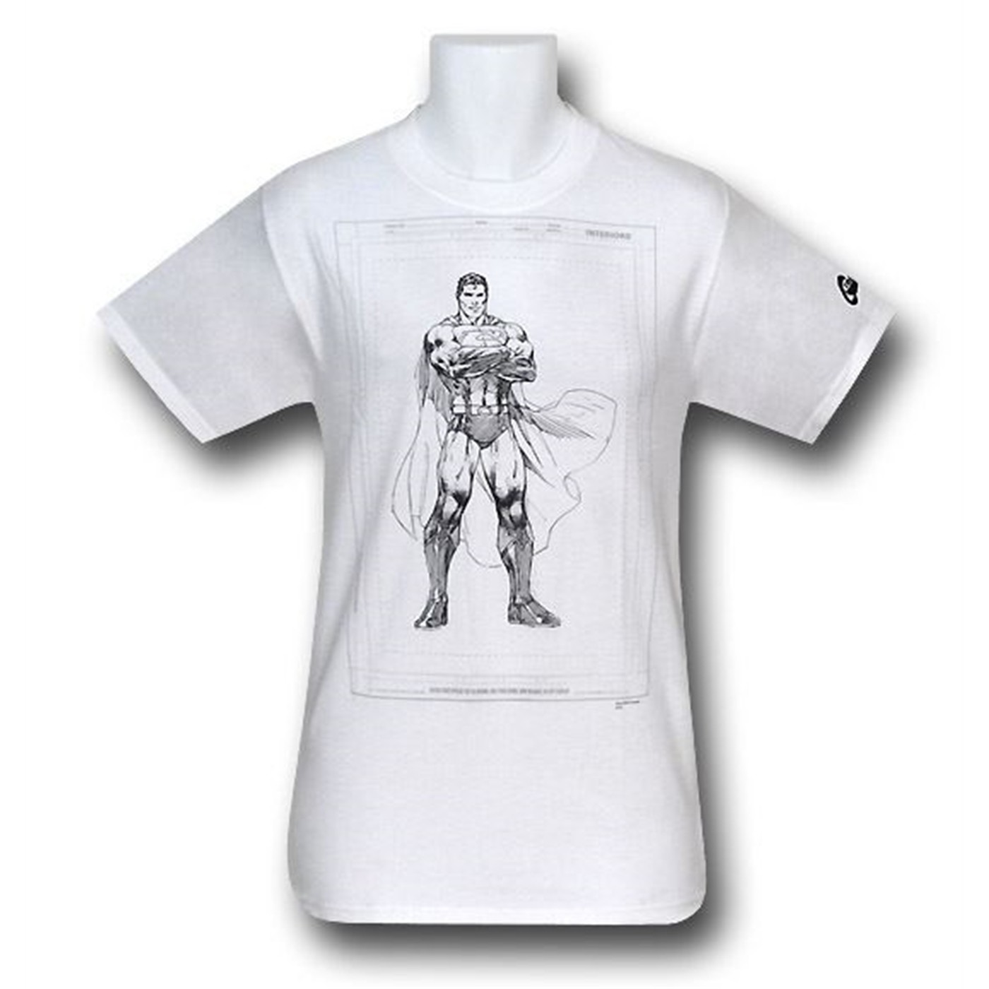 Superman Jim Lee Raw Sketch T-Shirt, White