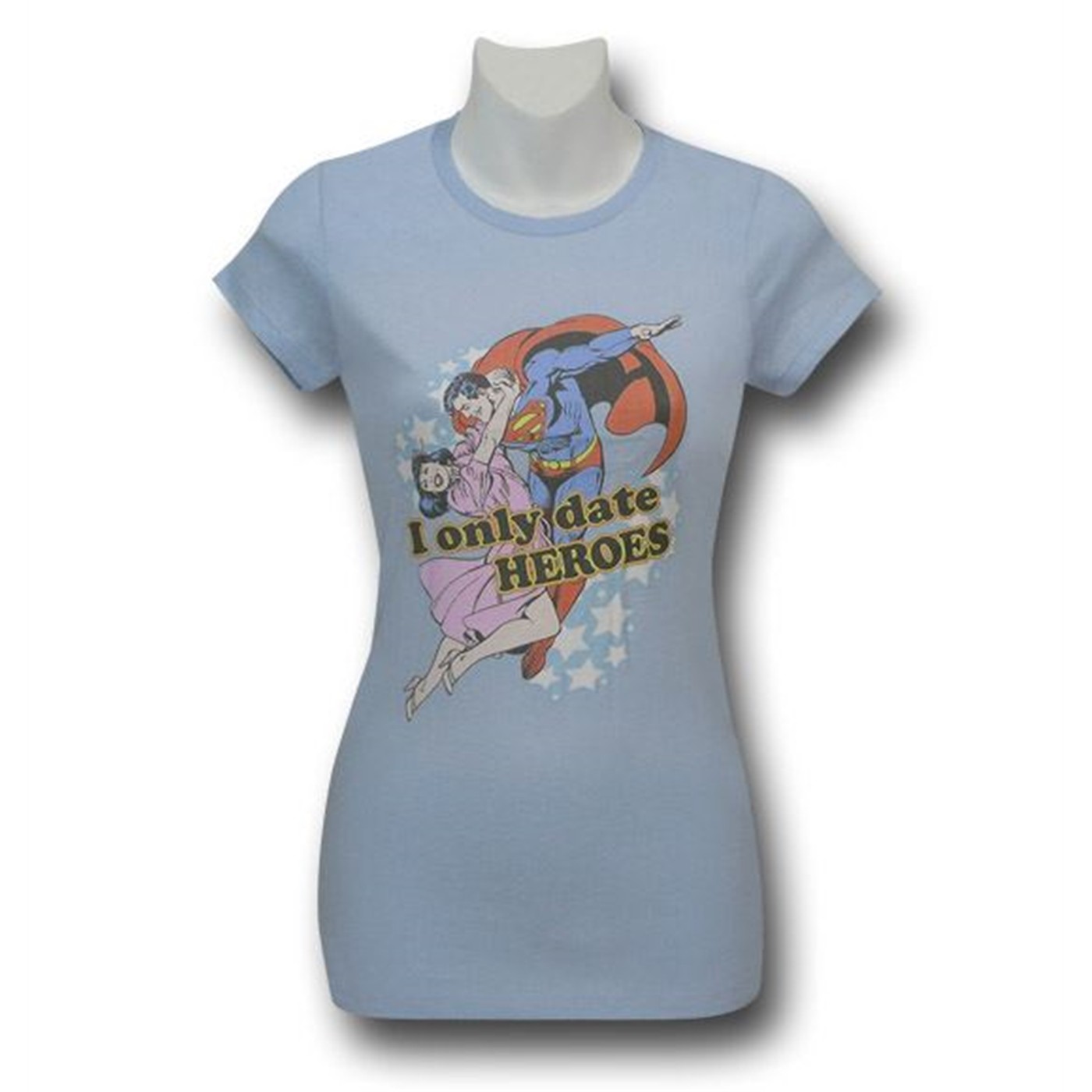 Superman Women's Lois Dates Heroes T-Shirt, Blue