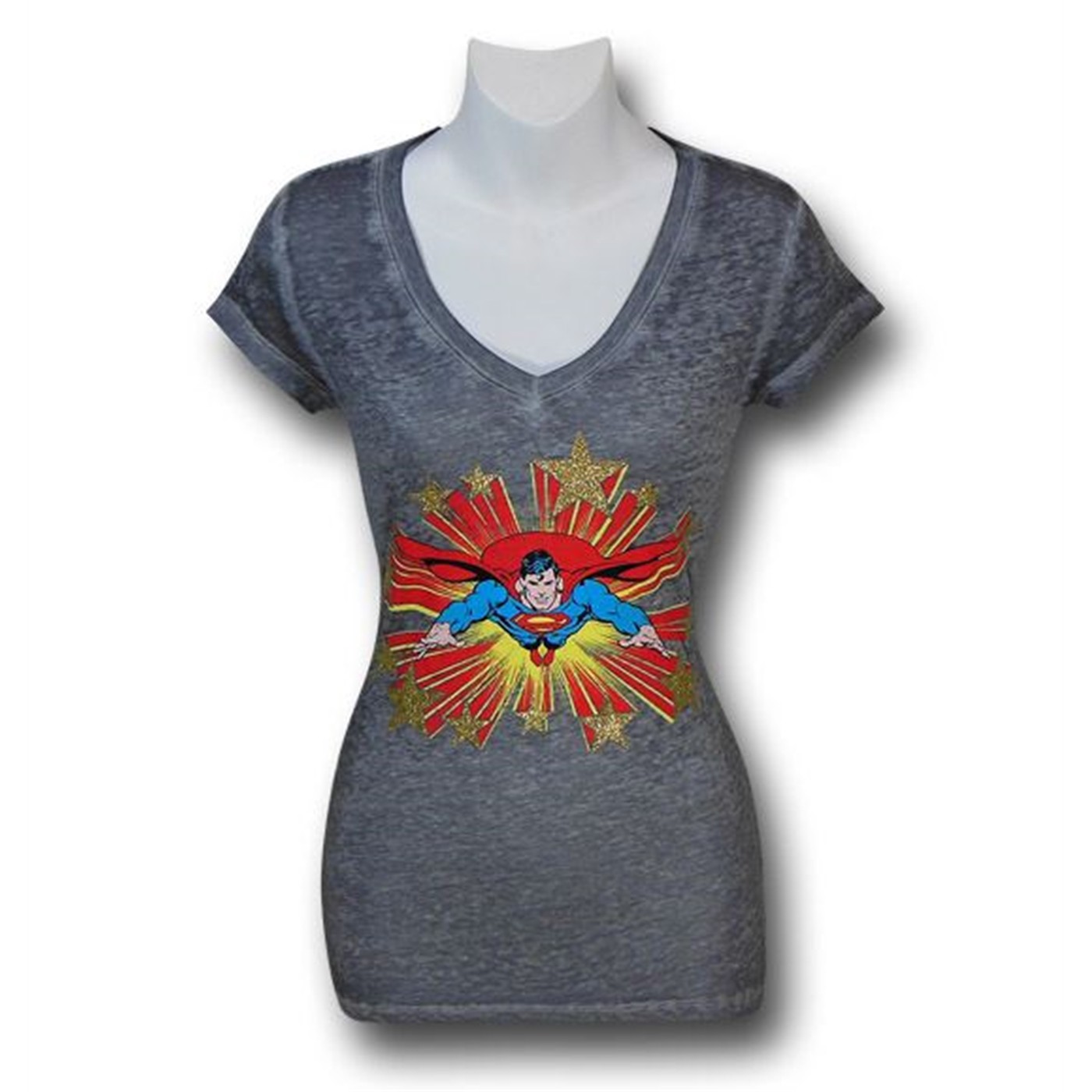 Superman Women's Boom Flight Scoop Neck T-Shirt, Grey