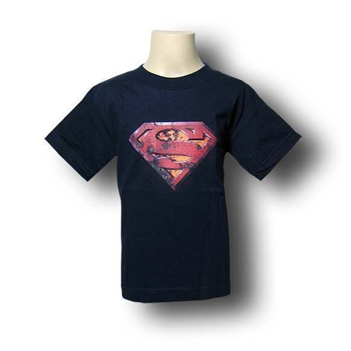 Superman Juvenile Rusted Shield T-Shirt, Black