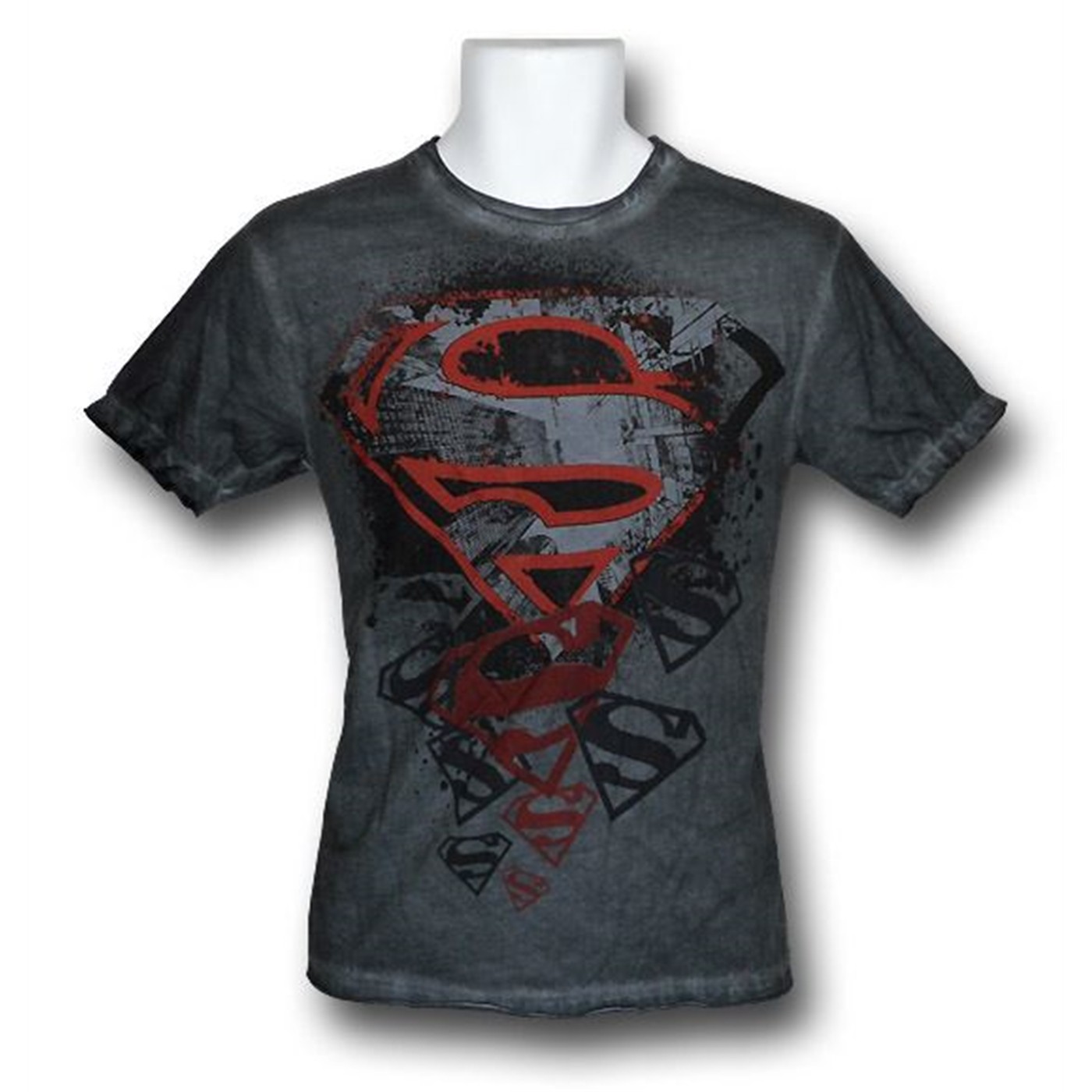 Superman Kids Symbols Oil Wash 30 Single T-Shirt, Grey