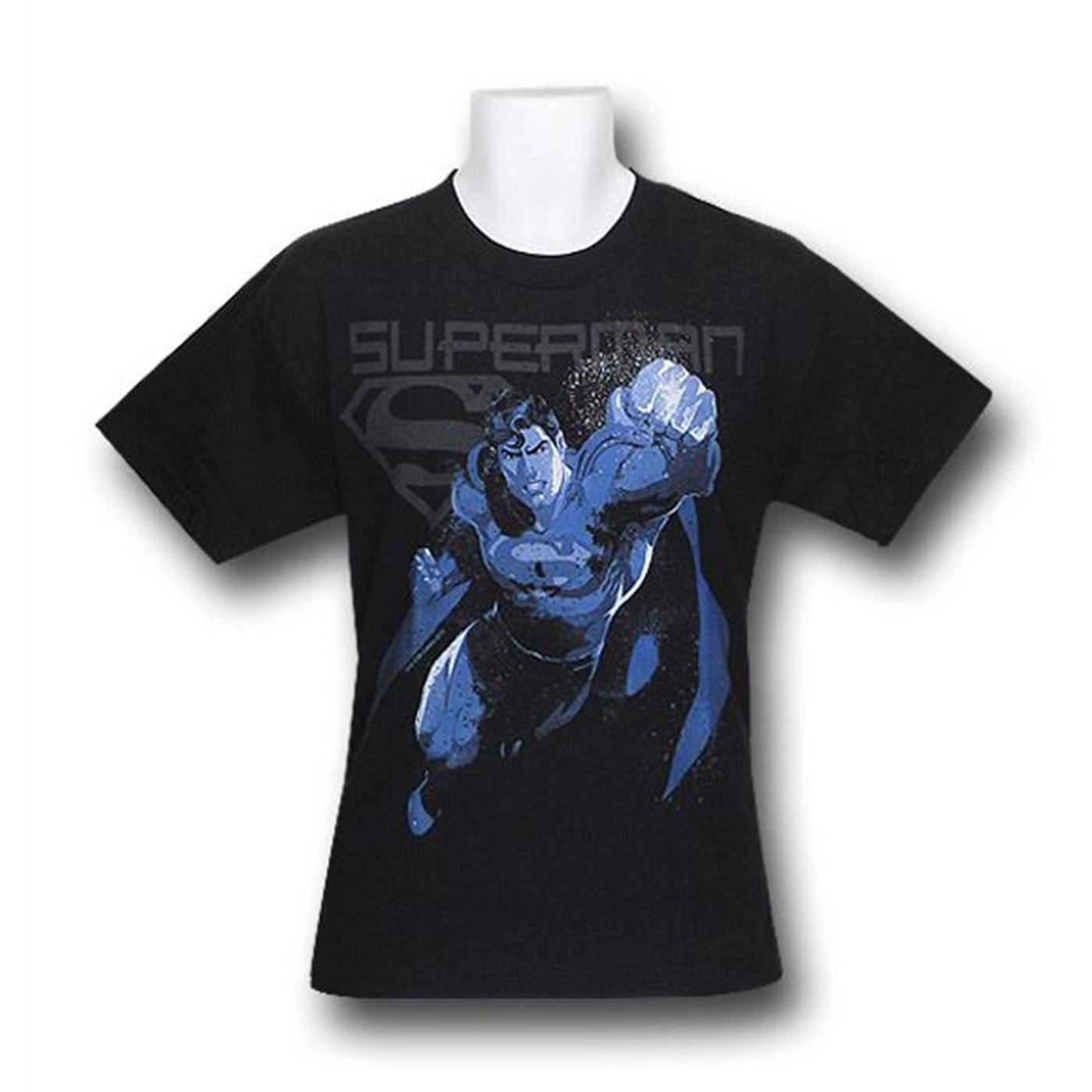 Superman Blue Light Punch Kids T-Shirt, Black