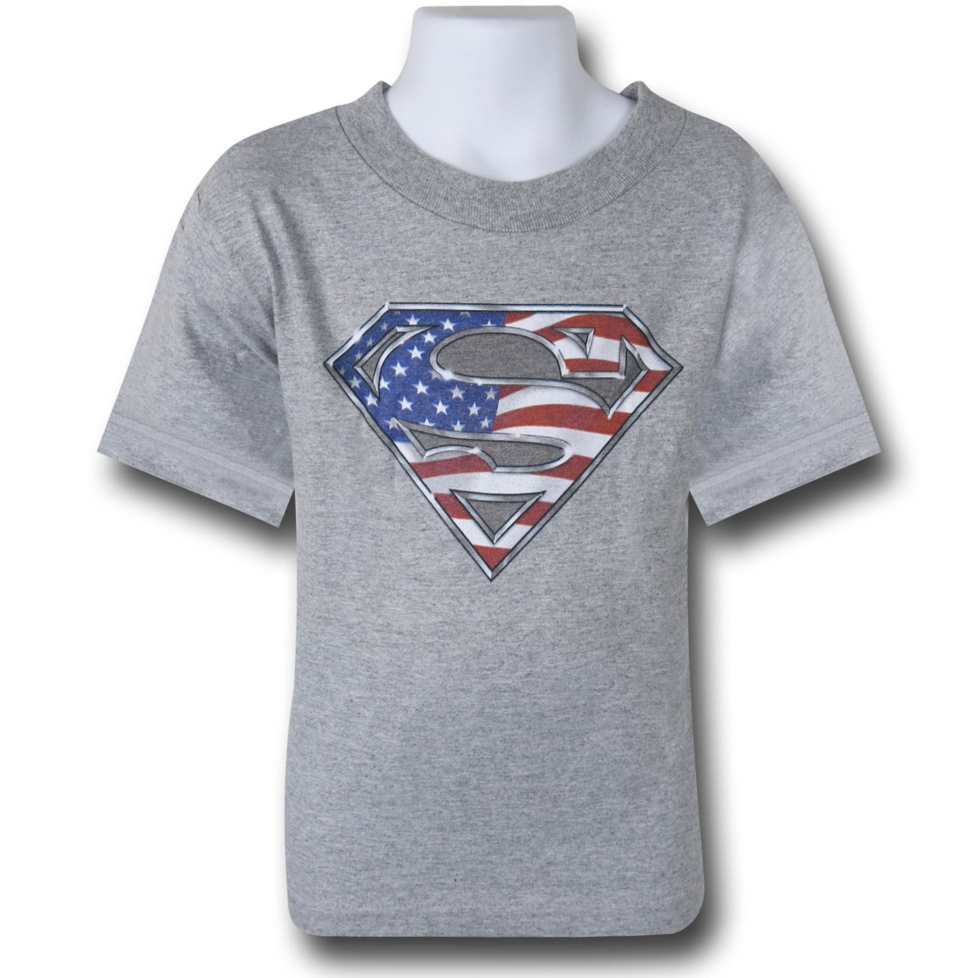 Superman Kids Gray Flag Symbol T-Shirt, Grey