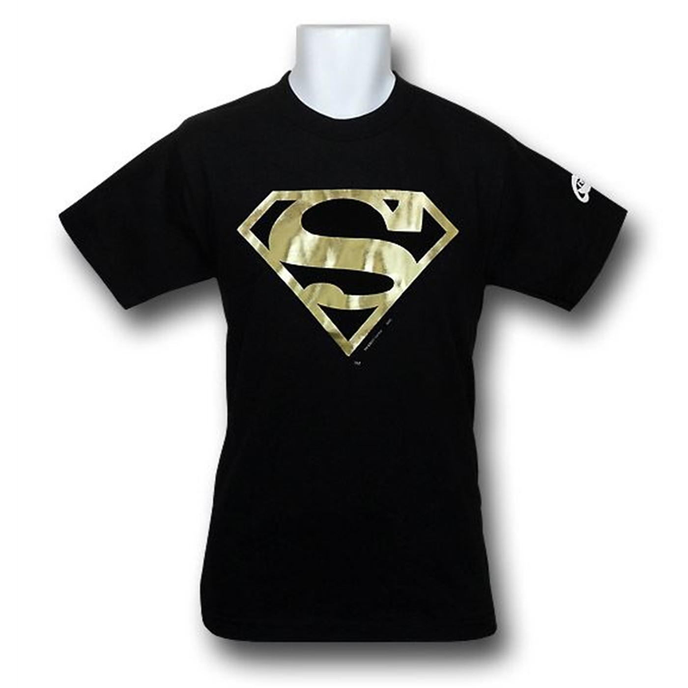 Superman Gold Metalix Symbol Youth T-Shirt, Black