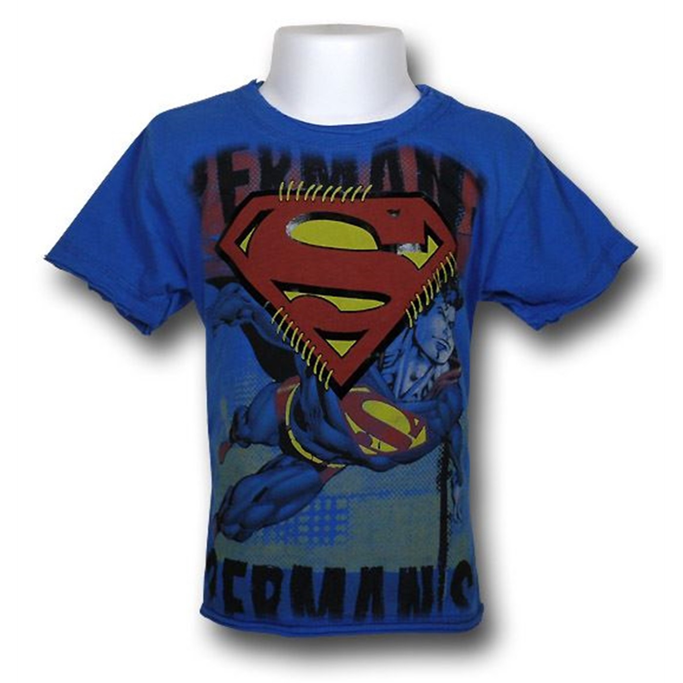 Superman Kids Stitched Shield 30 Single T-Shirt, Blue