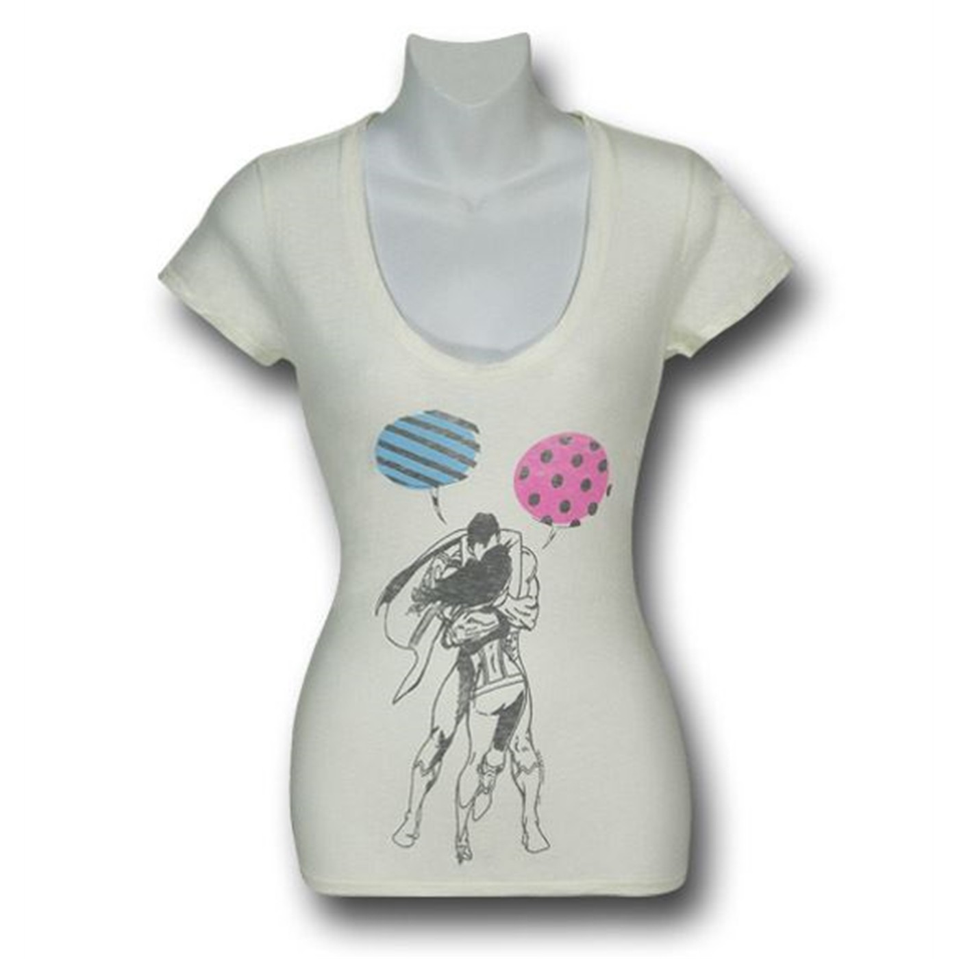 Superman Kiss Women's Junk Food Scoop T-Shirt, White