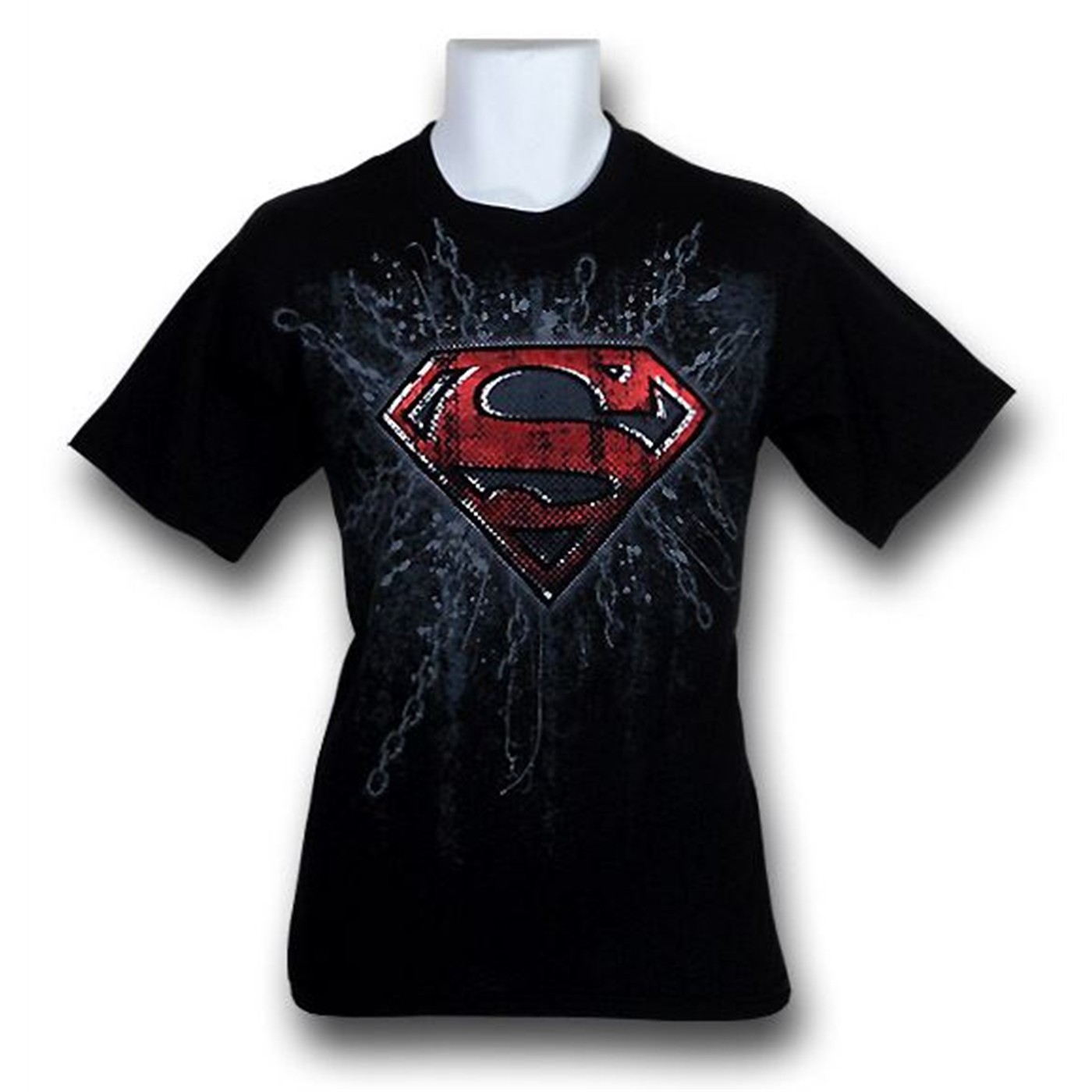 Superman Foil and Chain Splatter Symbol T-Shirt, Black