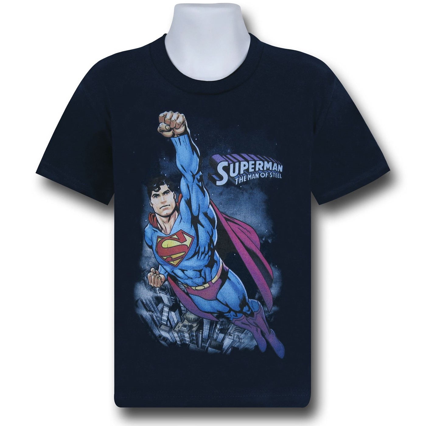 Superman Left Fist Flight Kids T-Shirt, Blue