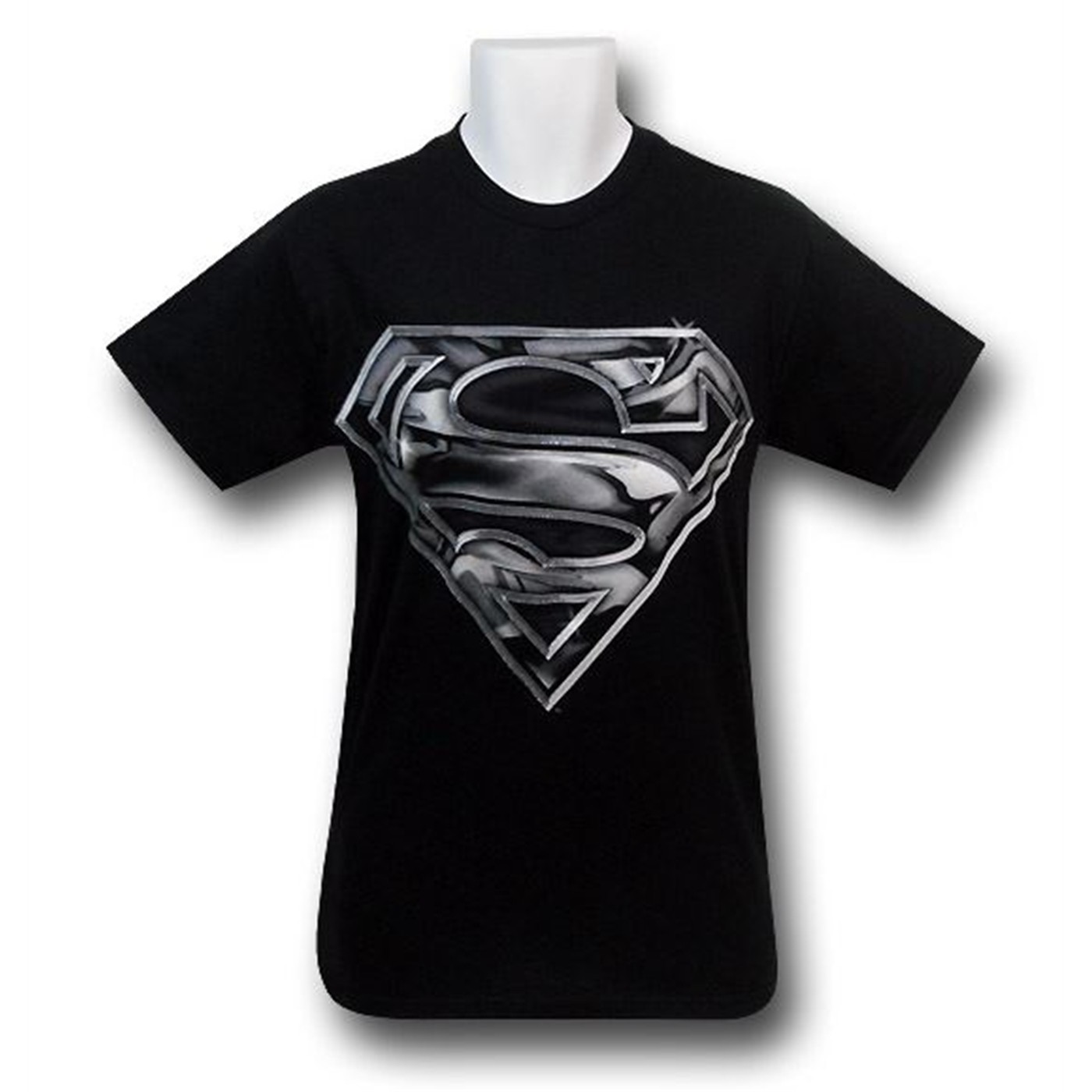 Superman Chrome Metal Symbol T-Shirt, Black