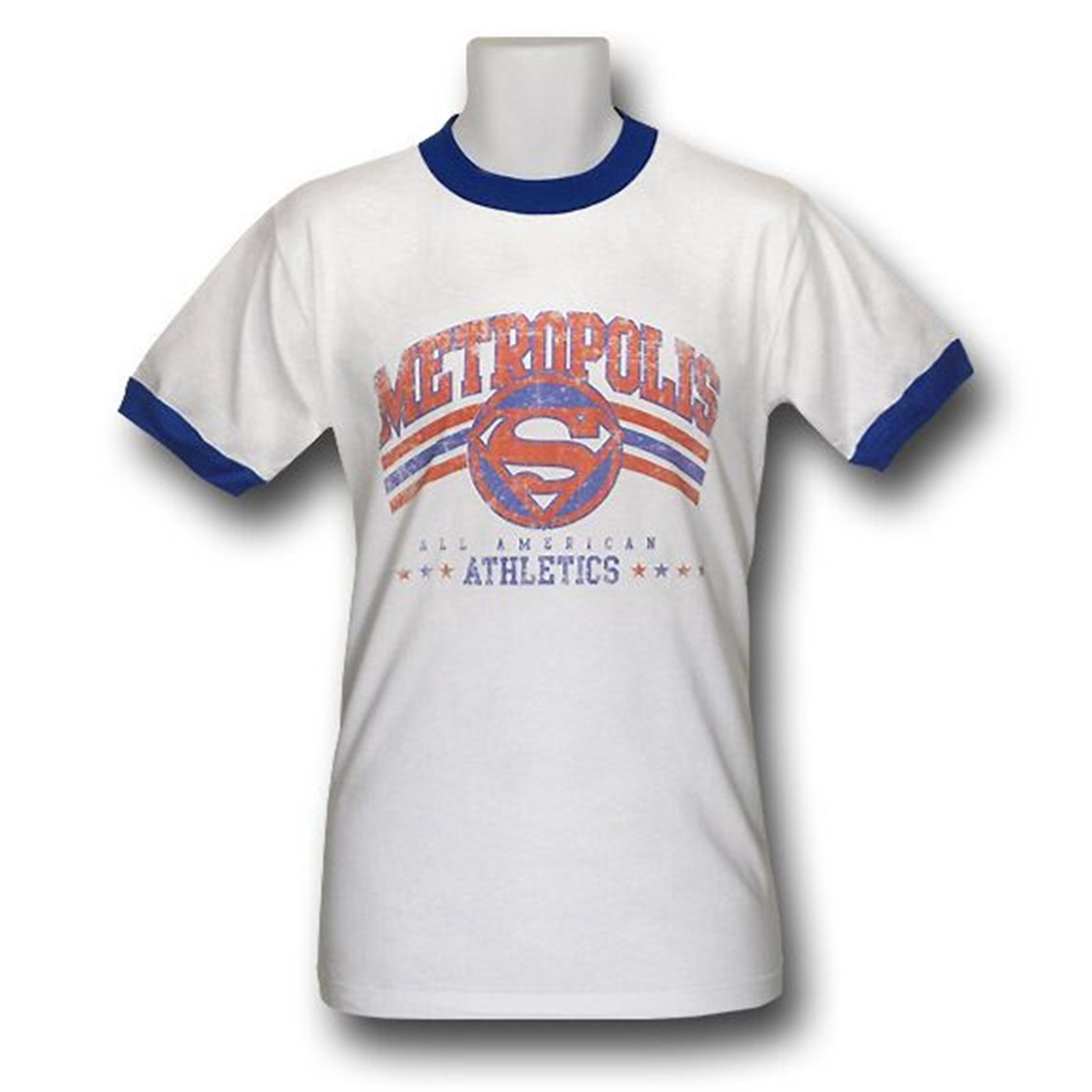 Superman Metropolis Team Ringer T-Shirt, White
