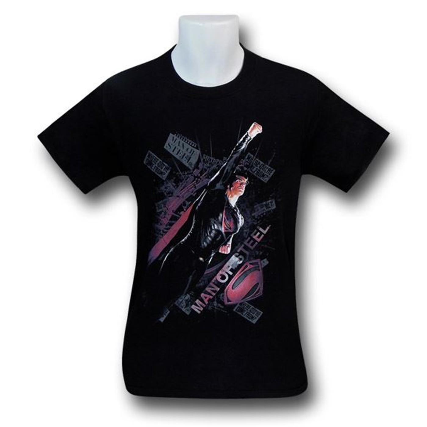 Superman Man of Steel Headline Flight T-Shirt, Black
