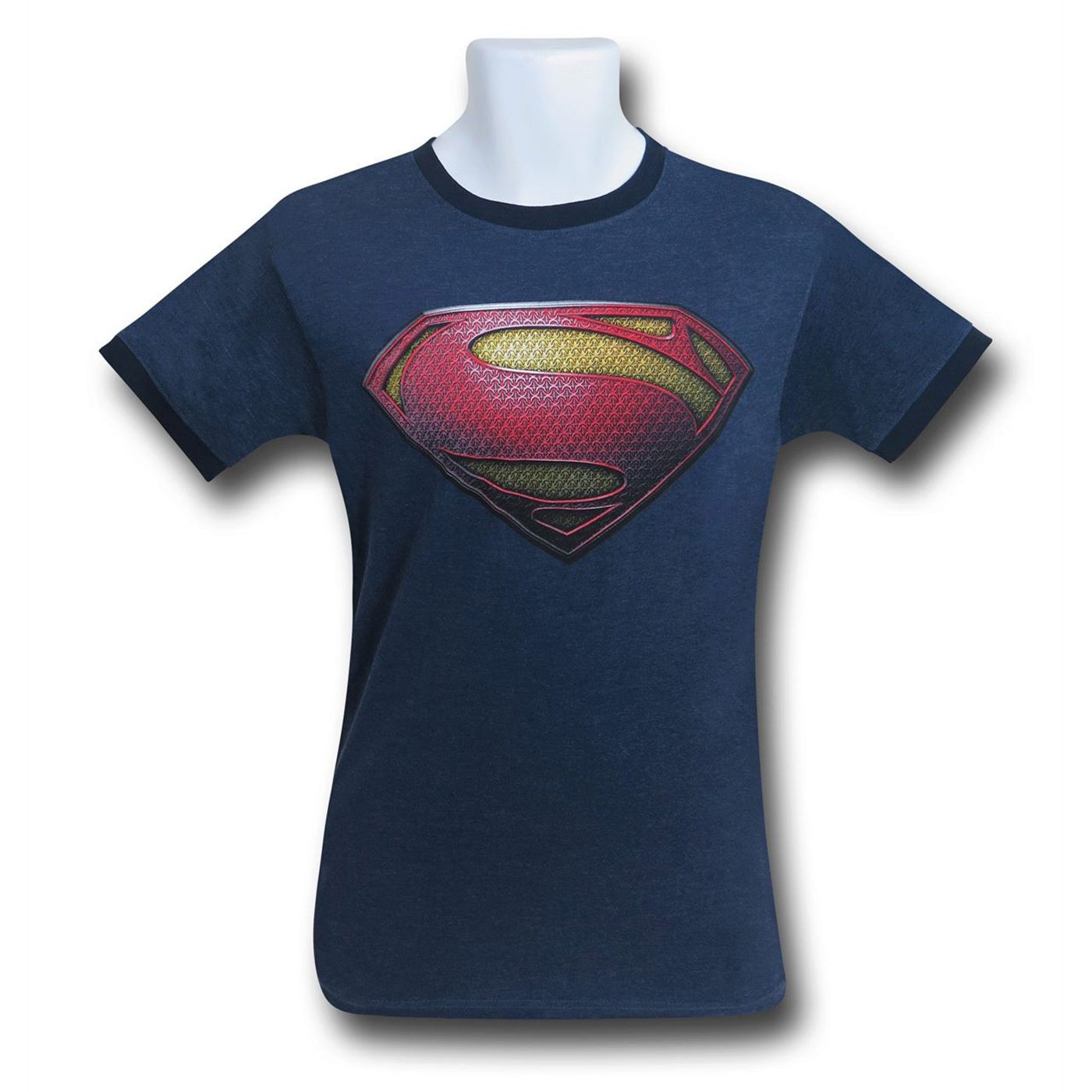 Superman Man of Steel Symbol Men's Ringer T-Shirt, Blue
