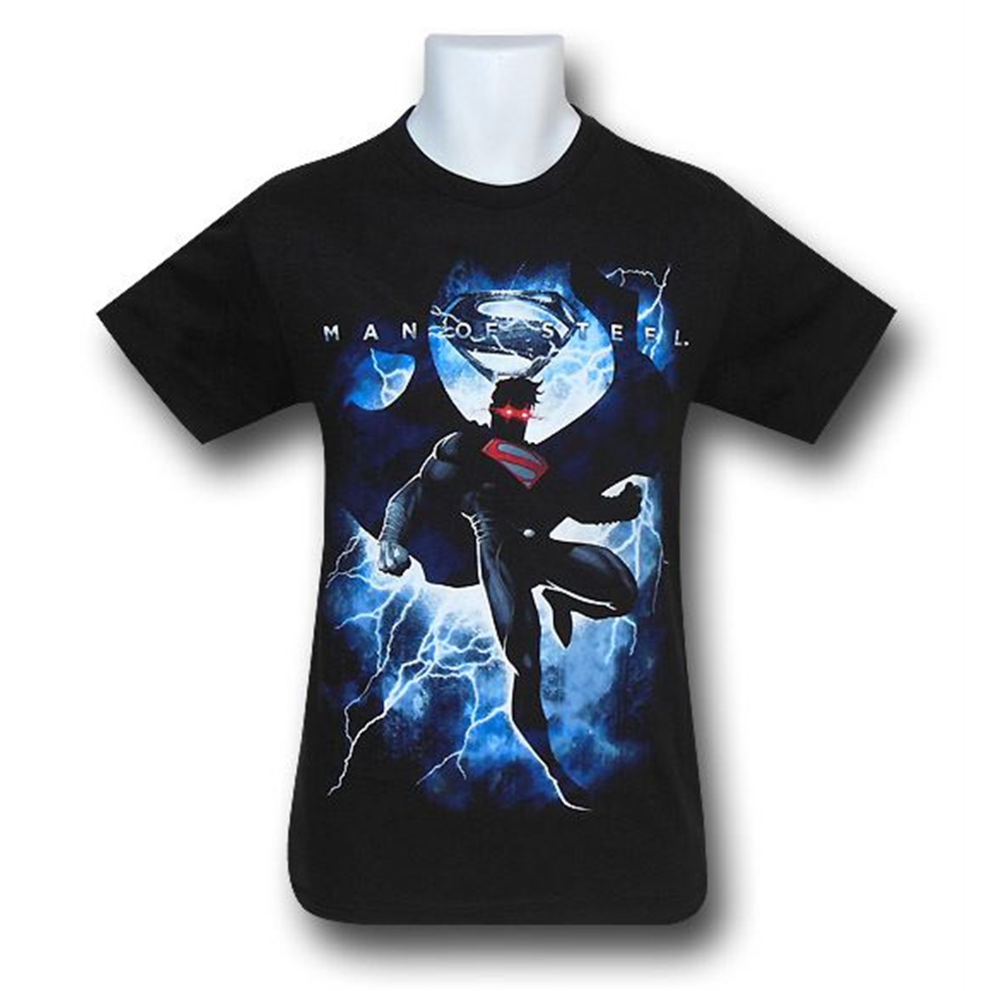 Superman Man of Steel Steel Lightning T-Shirt, Black