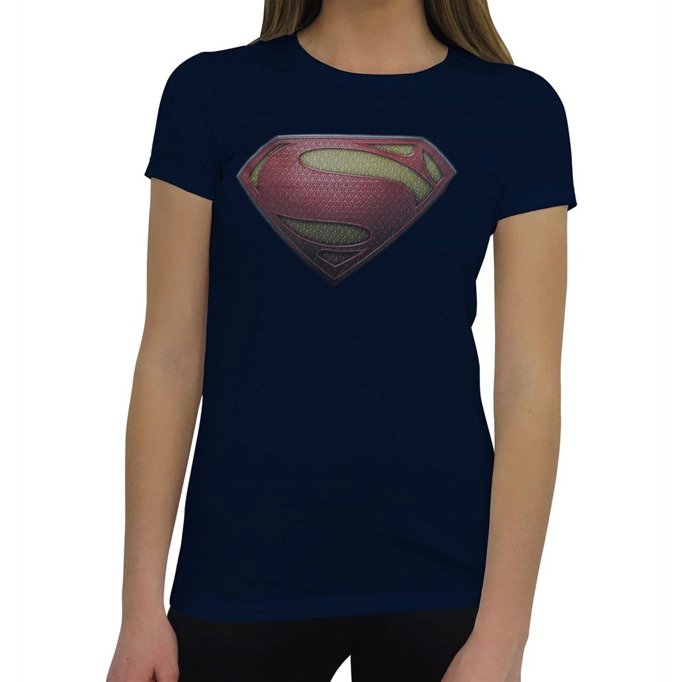 Superman Man of Steel Women's Blue T-Shirt, Blue