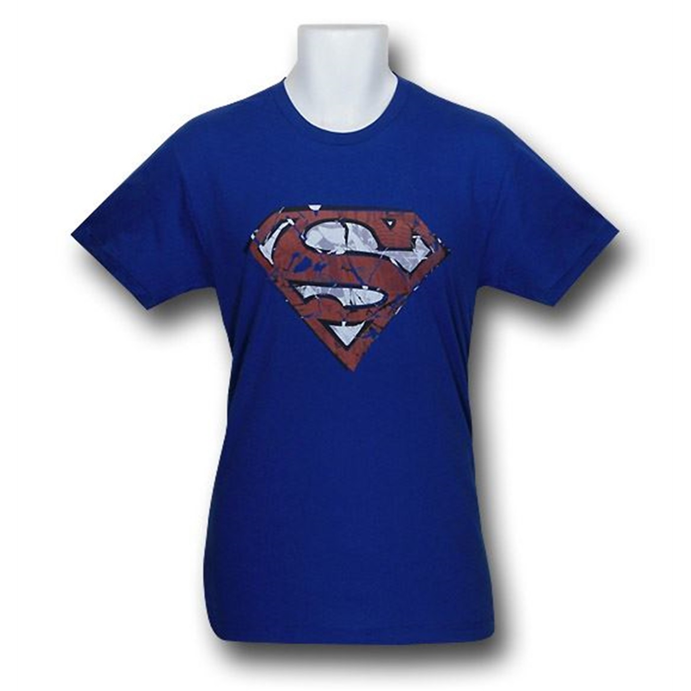 Superman Shredded Symbol 30 Single T-Shirt, Blue