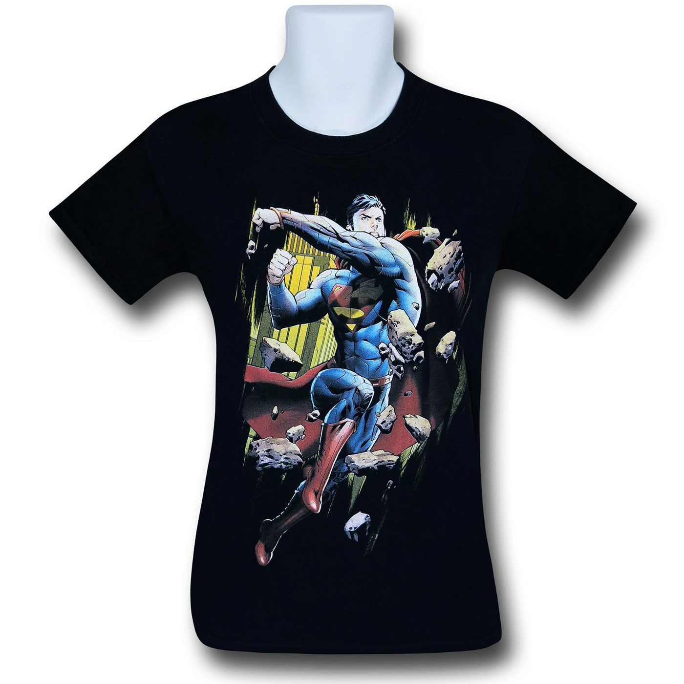 Superman Rock Smash Black T-Shirt, Black