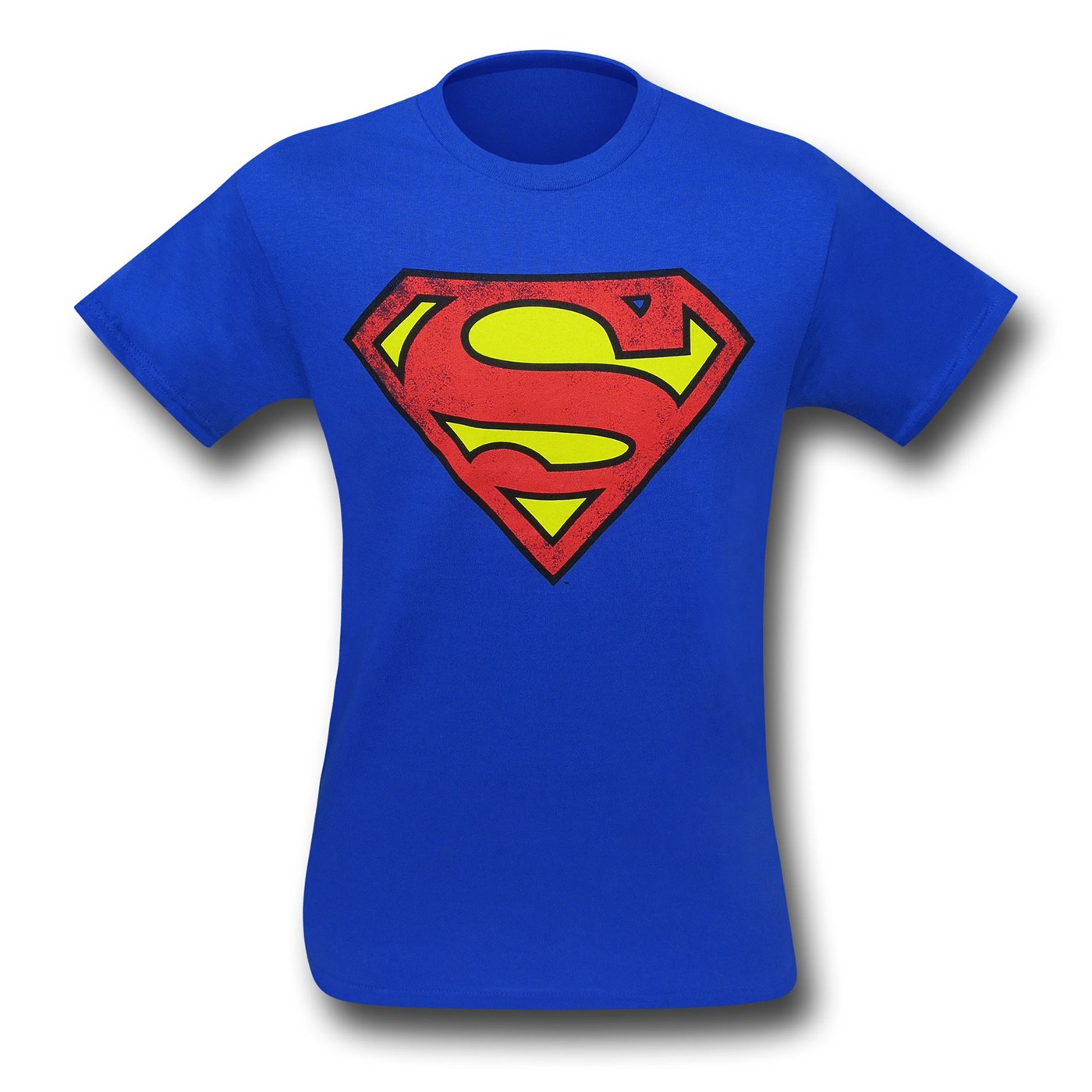 Superman Royal Blue Symbol Distressed T-Shirt, Blue